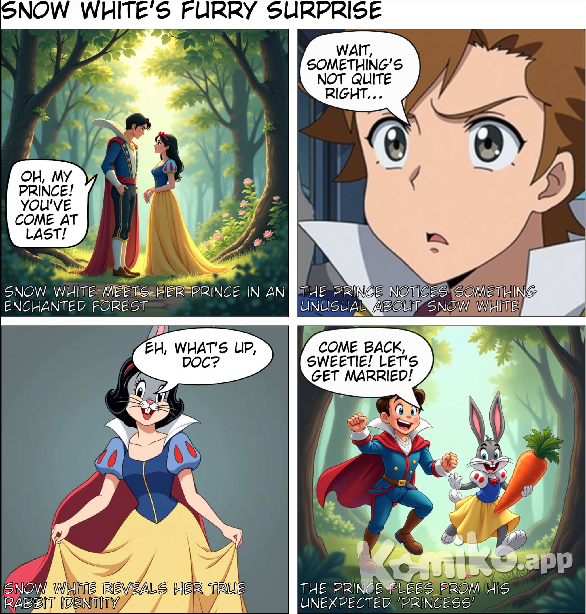 Rabbit image of Snow White and her prince