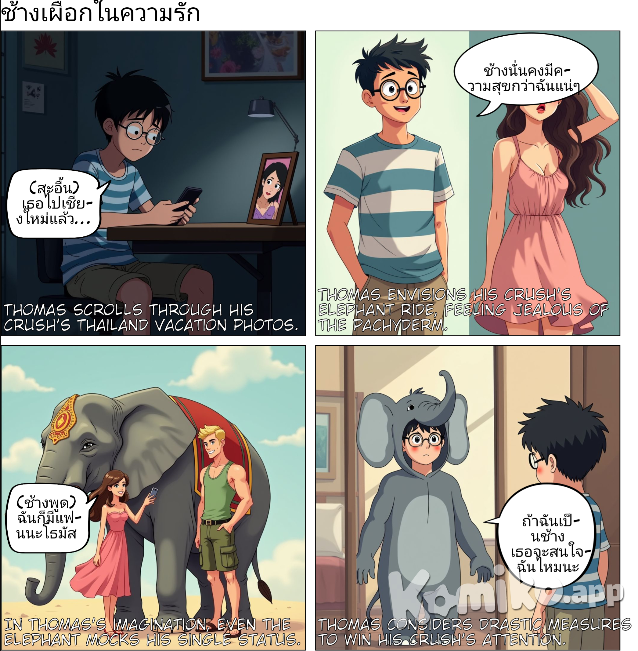 Thomas yee is sad thinking about his crush visiting his hometown in chiangmai Thailand and seeing the elephant with her boyfriend 