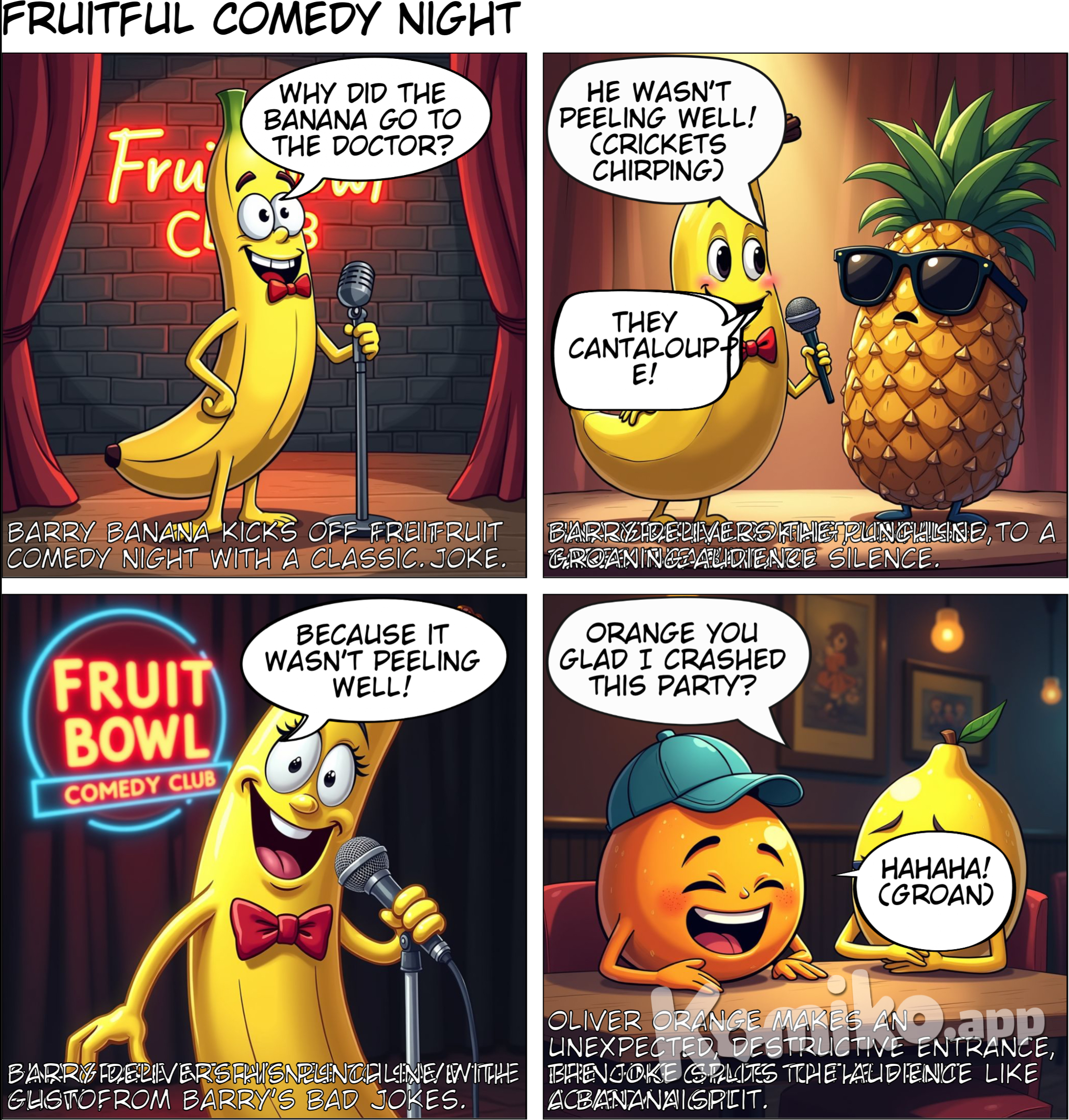Fruits telling jokes together