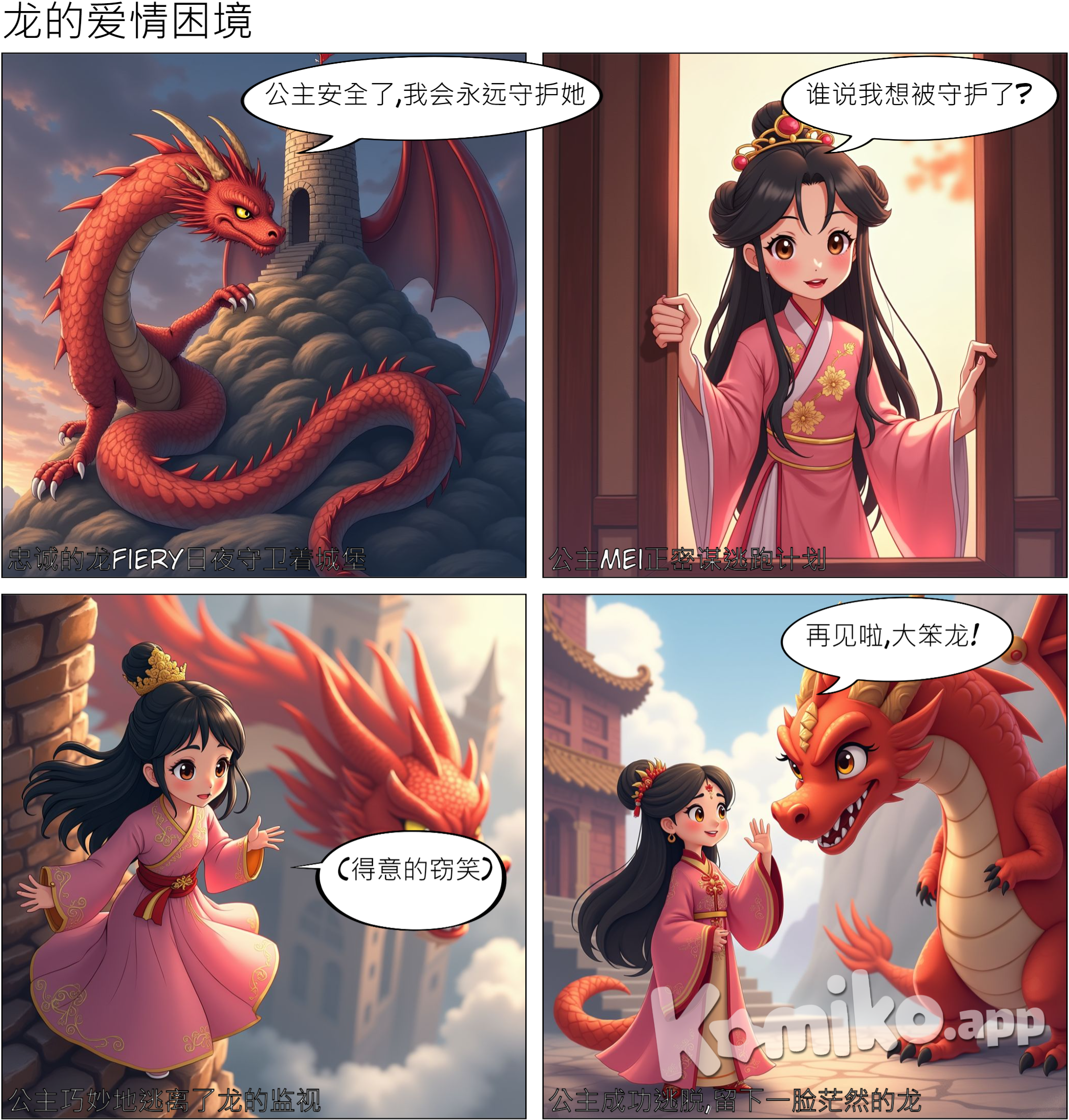 龙在守卫城堡拯救公主