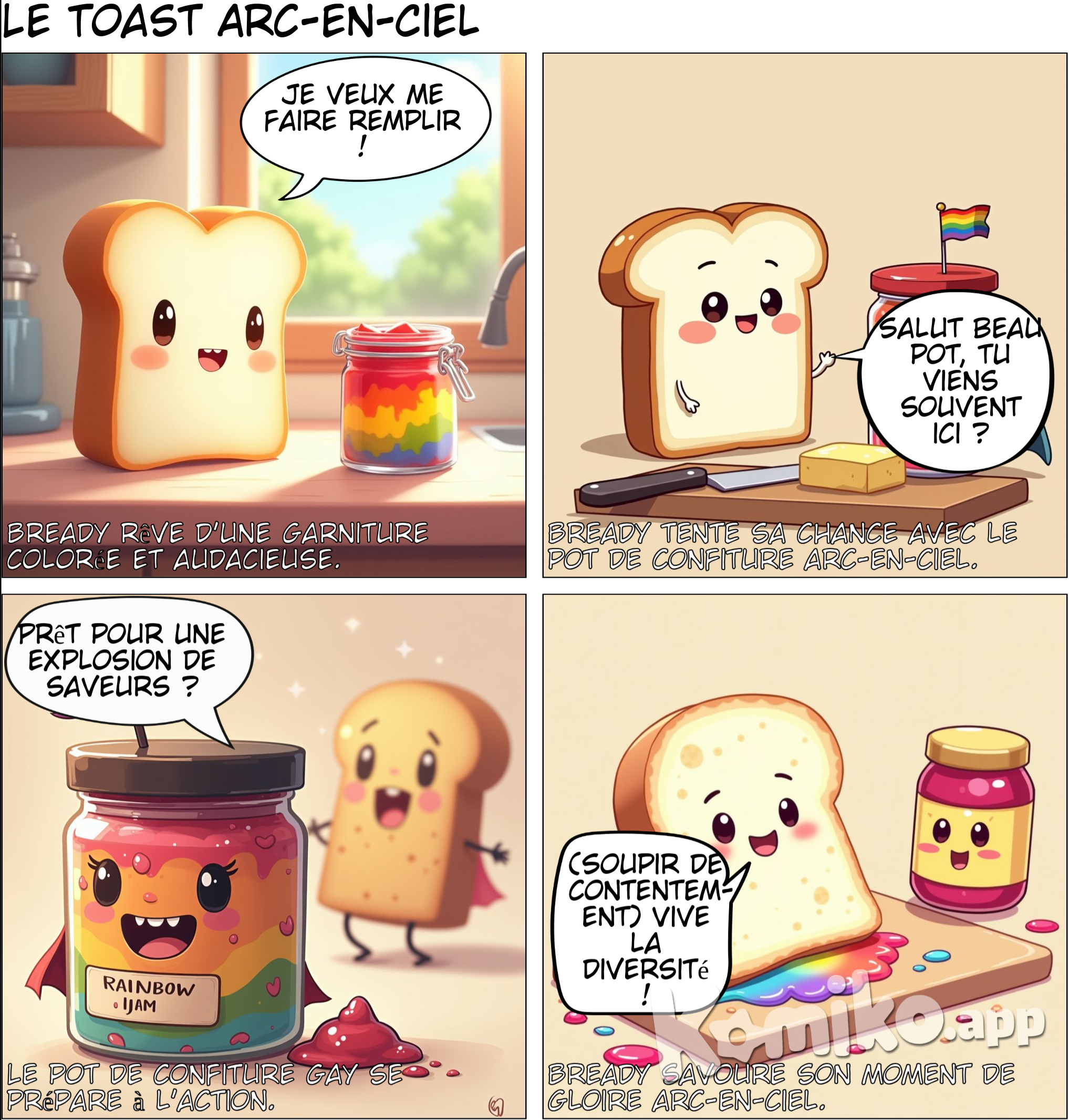 Un héro tranche de pain qui veut se faire remplir de confiture gay