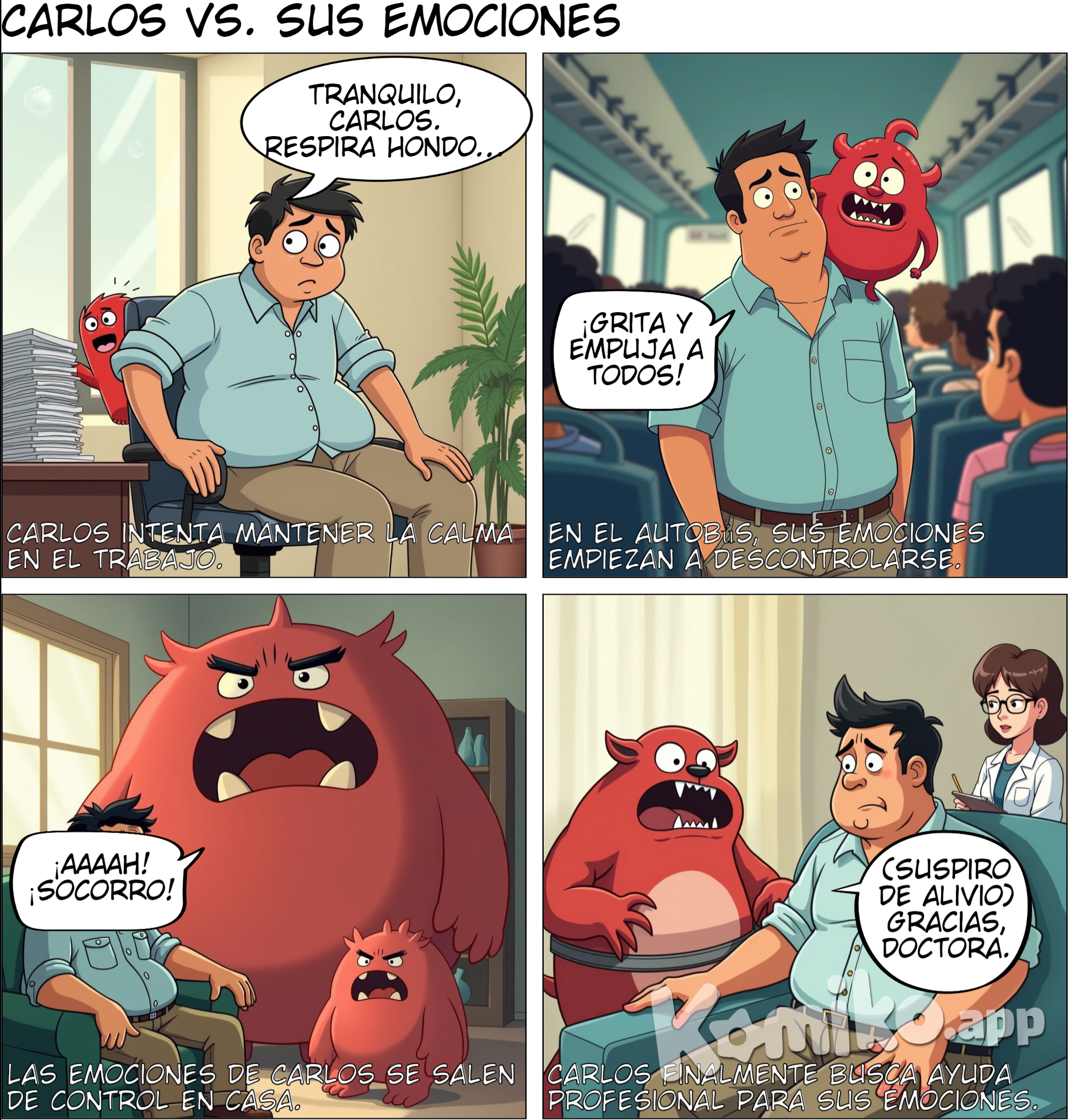 historia sobre el control de emociones de Carlos en su vida diaria 