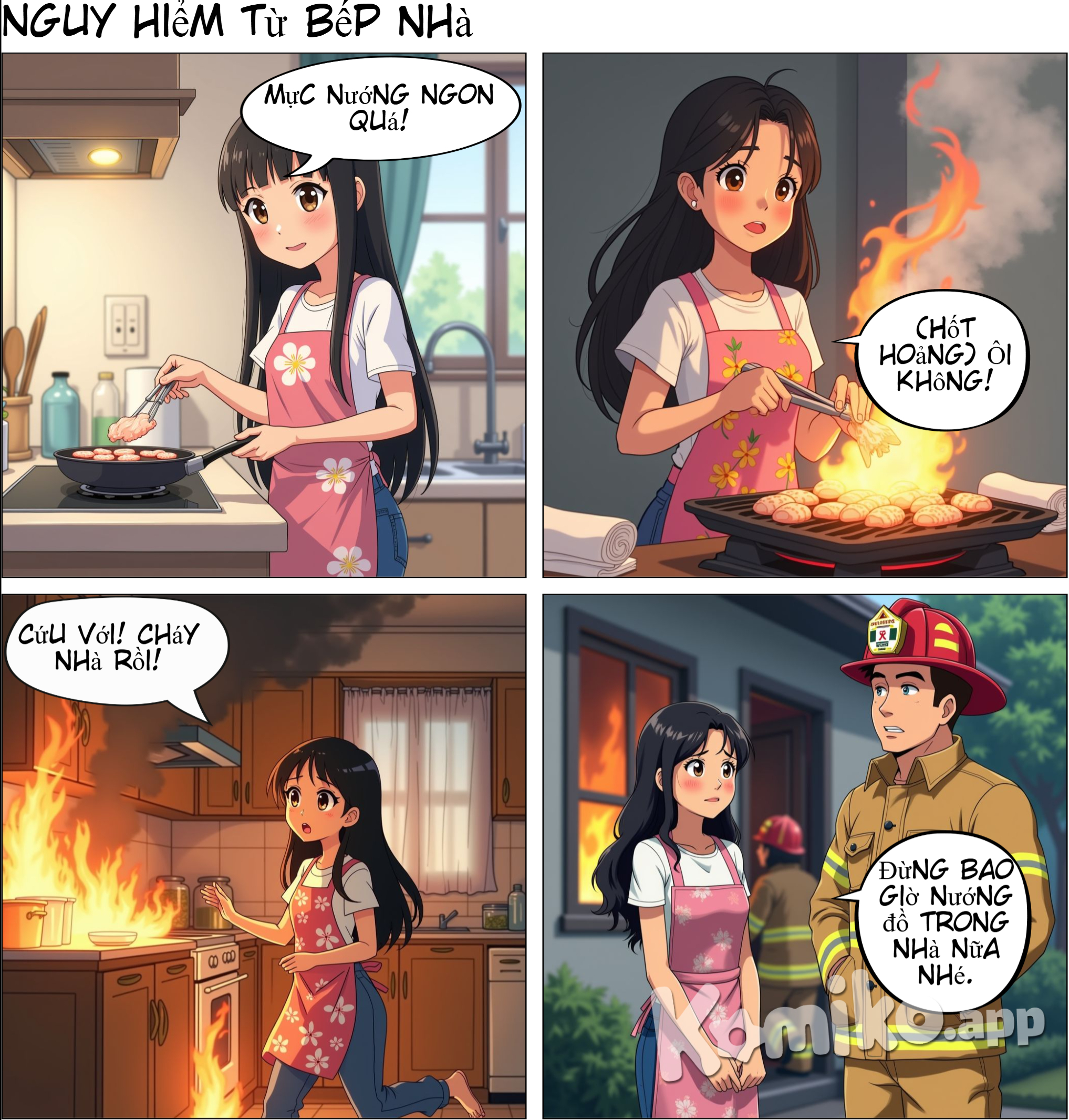 Nướng đồ ăn trong nhà là một hành động có thể gây ra hỏa hoạn.  Việc nướng mực hoặc nấu ăn bằng cồn nếu không chú ý có thể làm bén lửa sang các đồ vật dễ cháy xung quanh như giấy, vải, gỗ, nhựa.