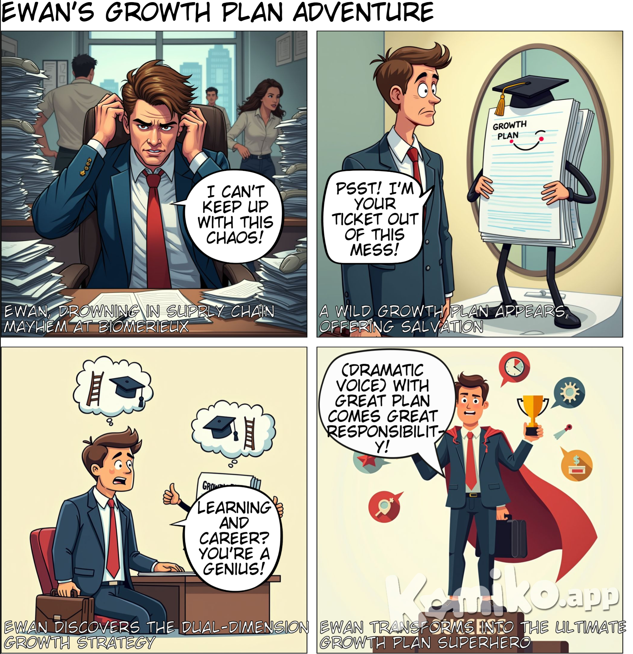 Ewan is an employee of bioMerieux company, working in the Supply Chain department, his job is challenging, he has a lot of interactions, it is difficult to secure some time to make sure his skills and carreer are properly managed. He discovers that developping a growth plan is exactly what he needs to make sure that his day to day at work is still motivating and inspiring and to pursue his learning journey from academix life into professional carreer. He explains that to develop his growth plan he is looking at two different dimensions: learning & carreer. He is offering to explain more details about these 2 items in the future. Finally he shares the prerequisites most important for him to develop and handle a succesful growth plan: being autonomous as everyone is accountable for his own plan, being open and curious to new concepts & ideas, manage his time efficiently to secure quality time for learning and finally continously analyze setbacks and successes from the growth plan execution and adapt on the flow.