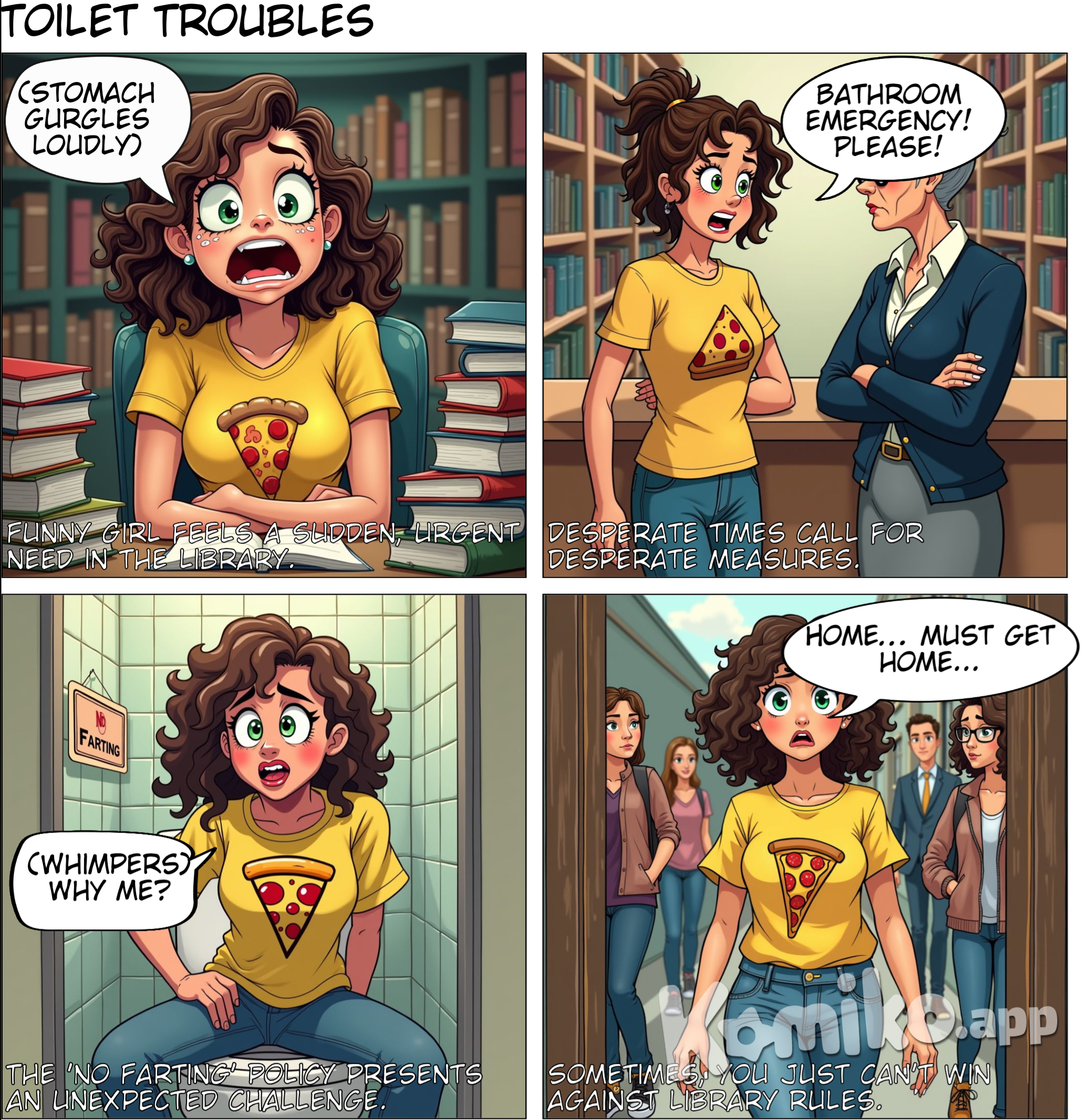 Funny Girl desperately needs to fart on toilet but isn't allowed