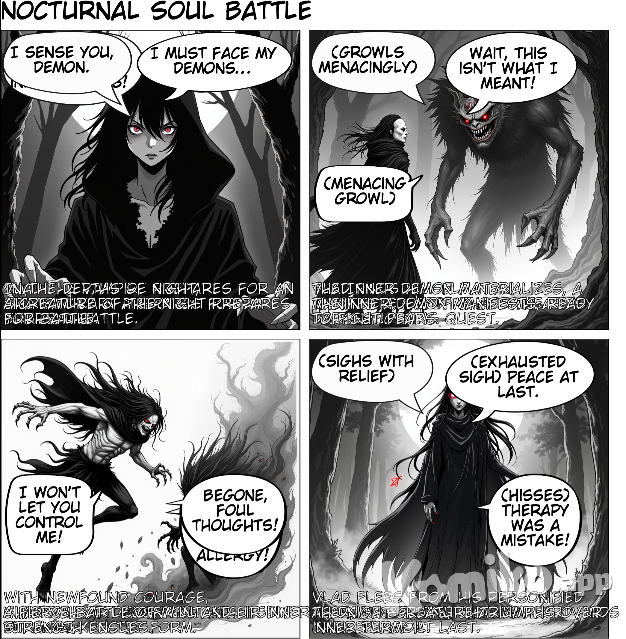 a creature of the night is fighting against your inner demons