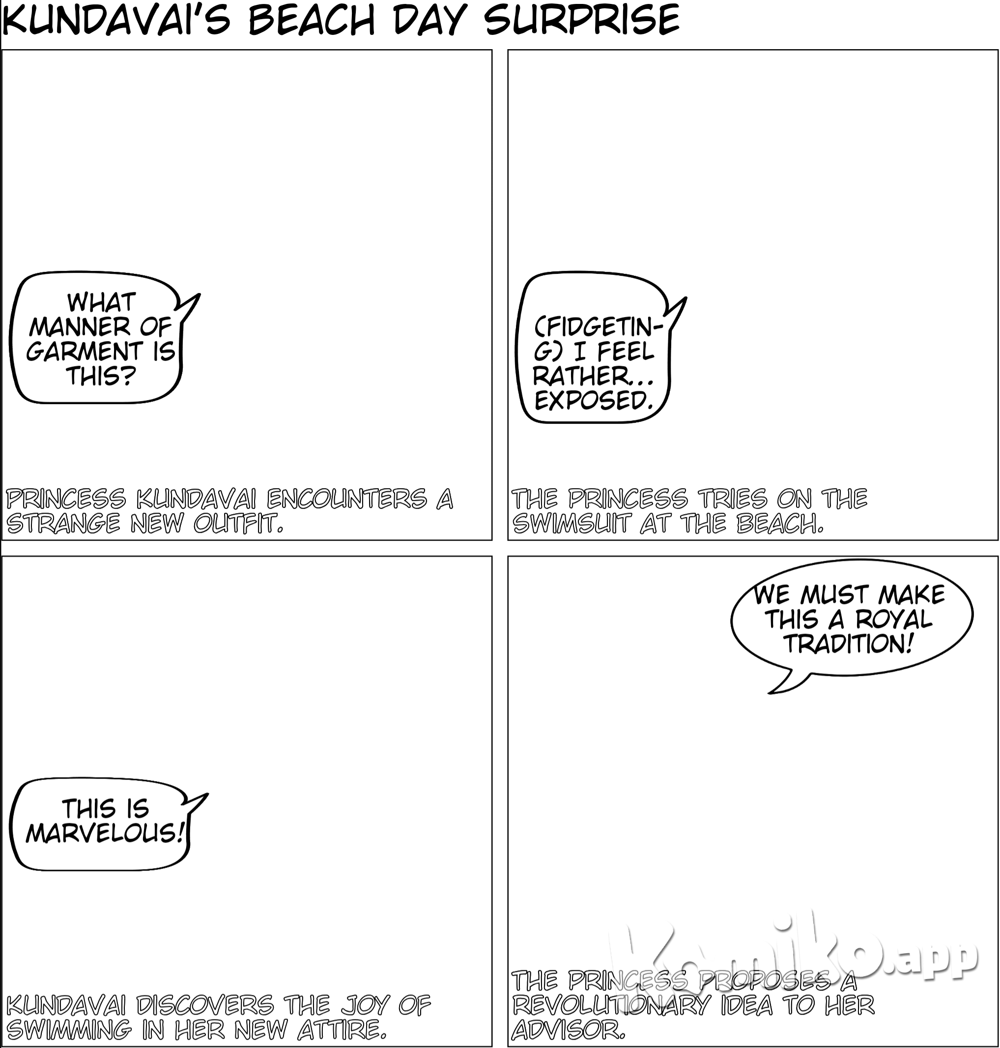 Princess Kundavai wearing swimsuit