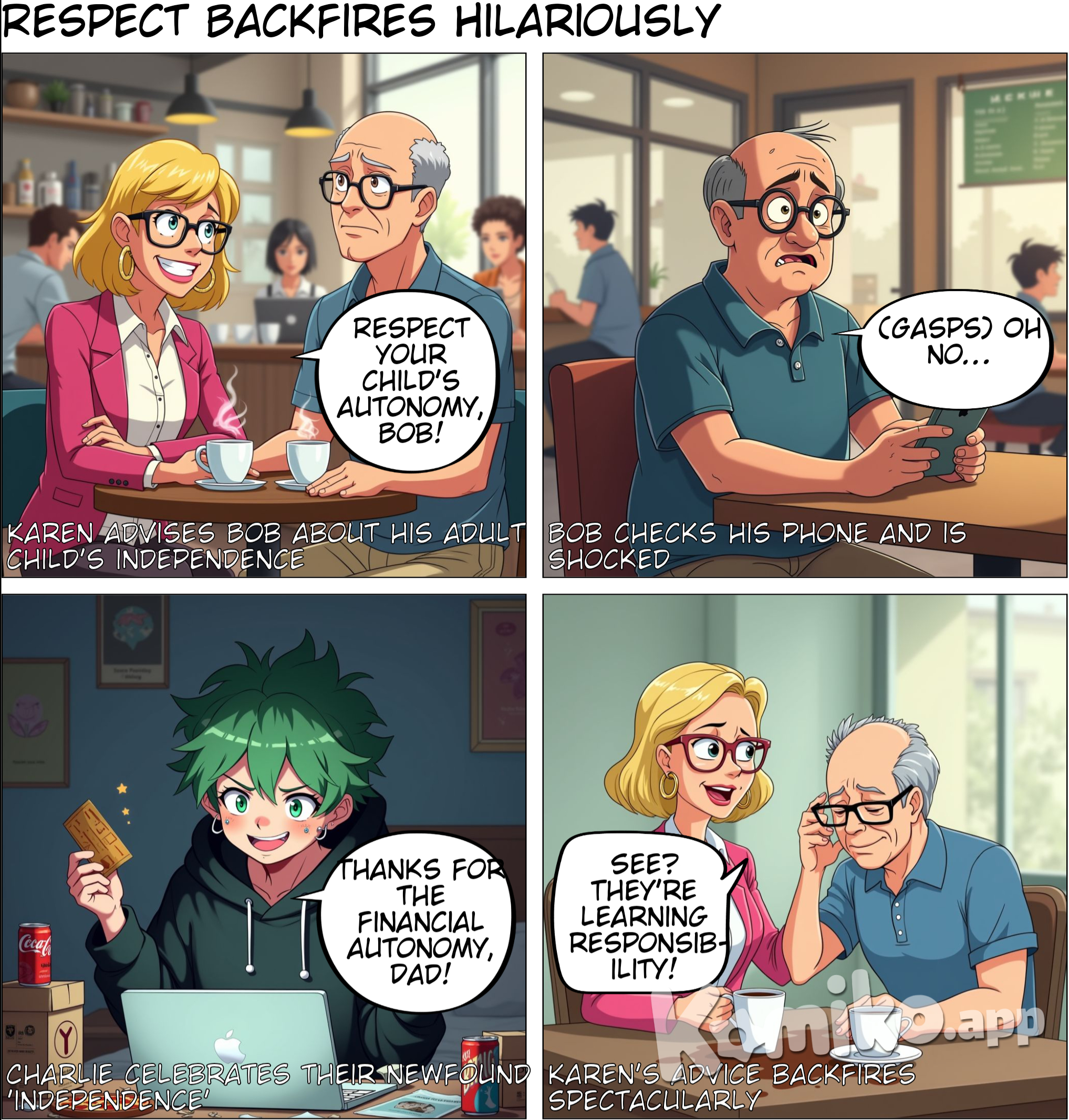 A life coach and client are meeting at a coffee shop. They are talking about the client focusing on respecting the autonomy of their adult child.