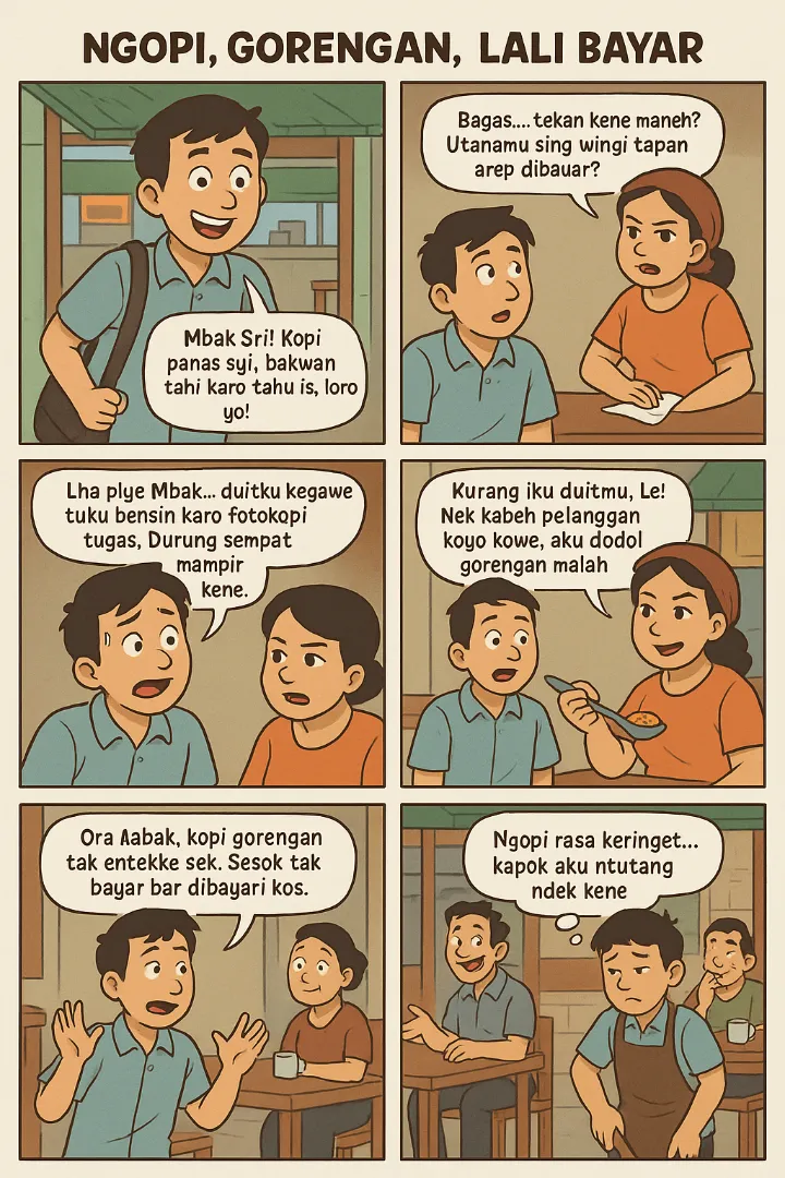 Ngopi, gorengan , lali bayar 