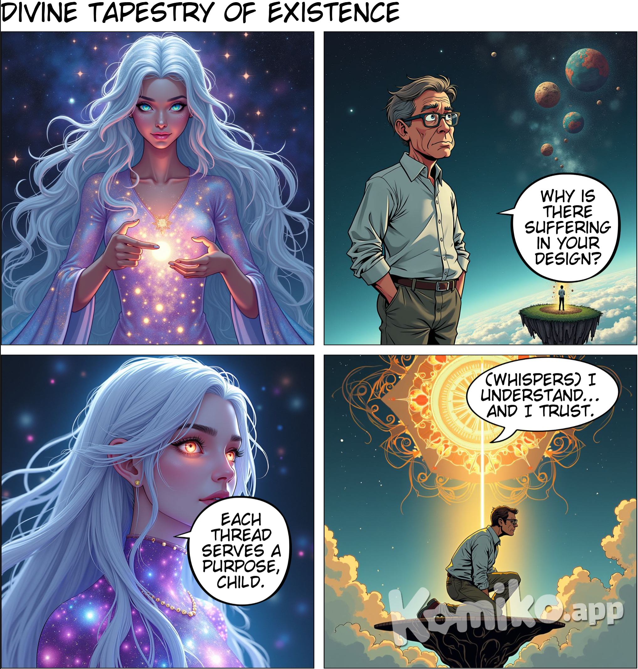 This view perceives God as the ultimate creative force behind all of existence, weaving together both good and evil, joy and suffering, into a larger, incomprehensible design. This invites a sense of humility and trust in a higher order, asking individuals to accept that their limited view of life’s complexities may not allow them to see the full beauty of the divine plan.