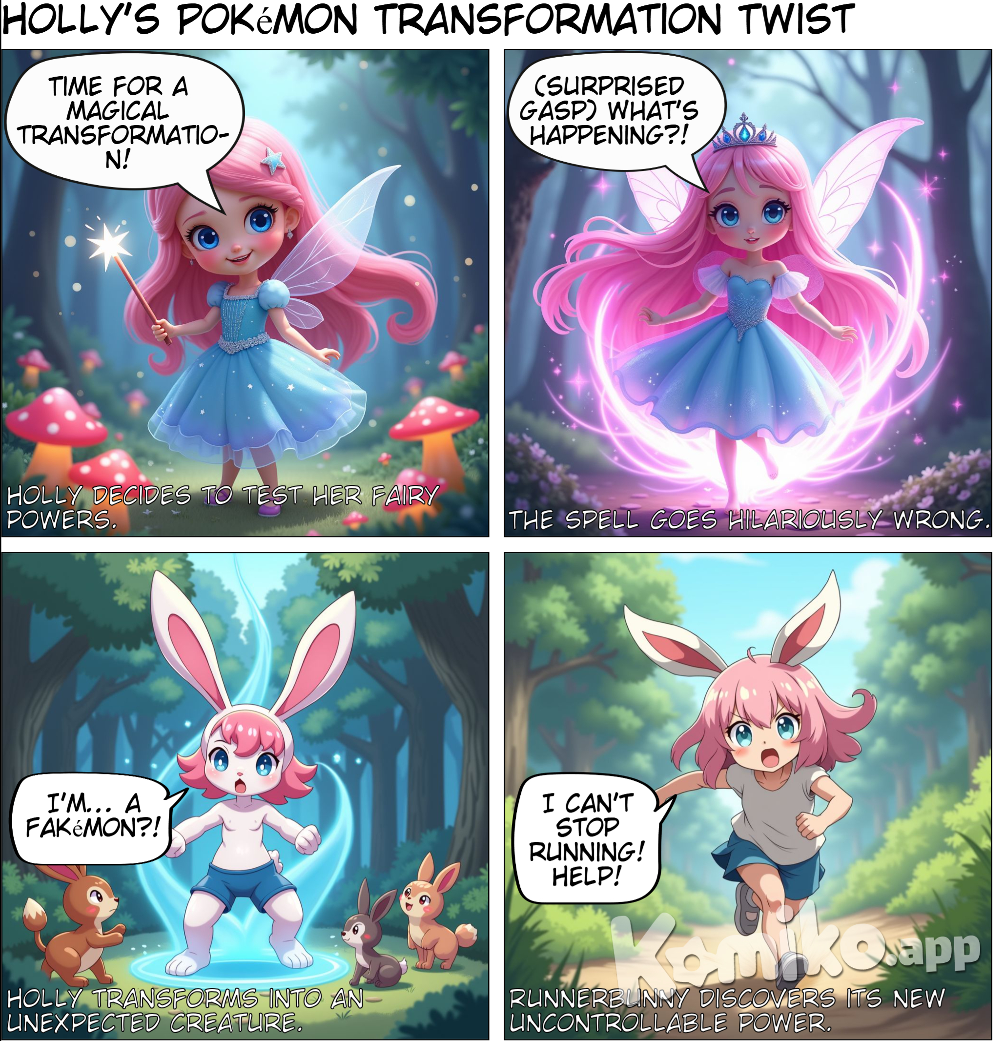 fairy princess holly  turnig to a fakemon calld runnerbunny