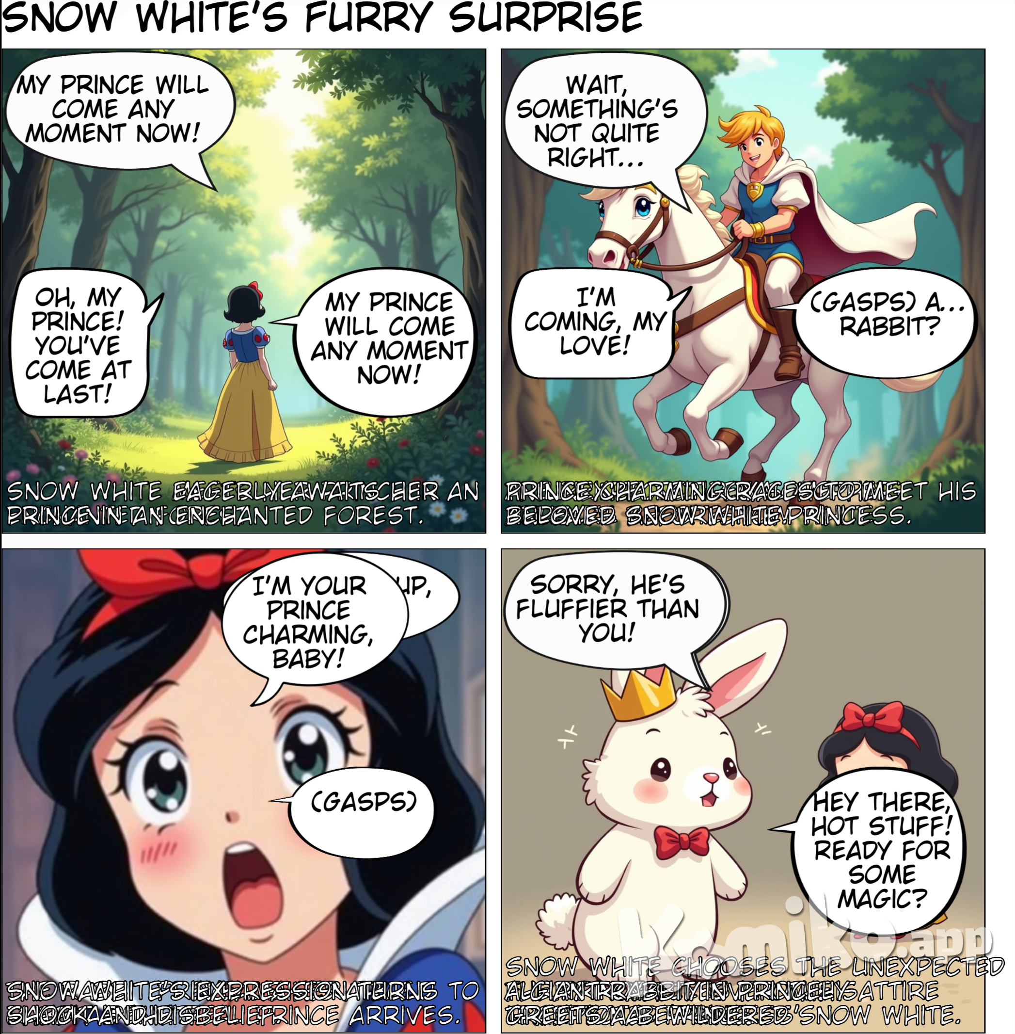 Rabbit image of Snow White and her prince