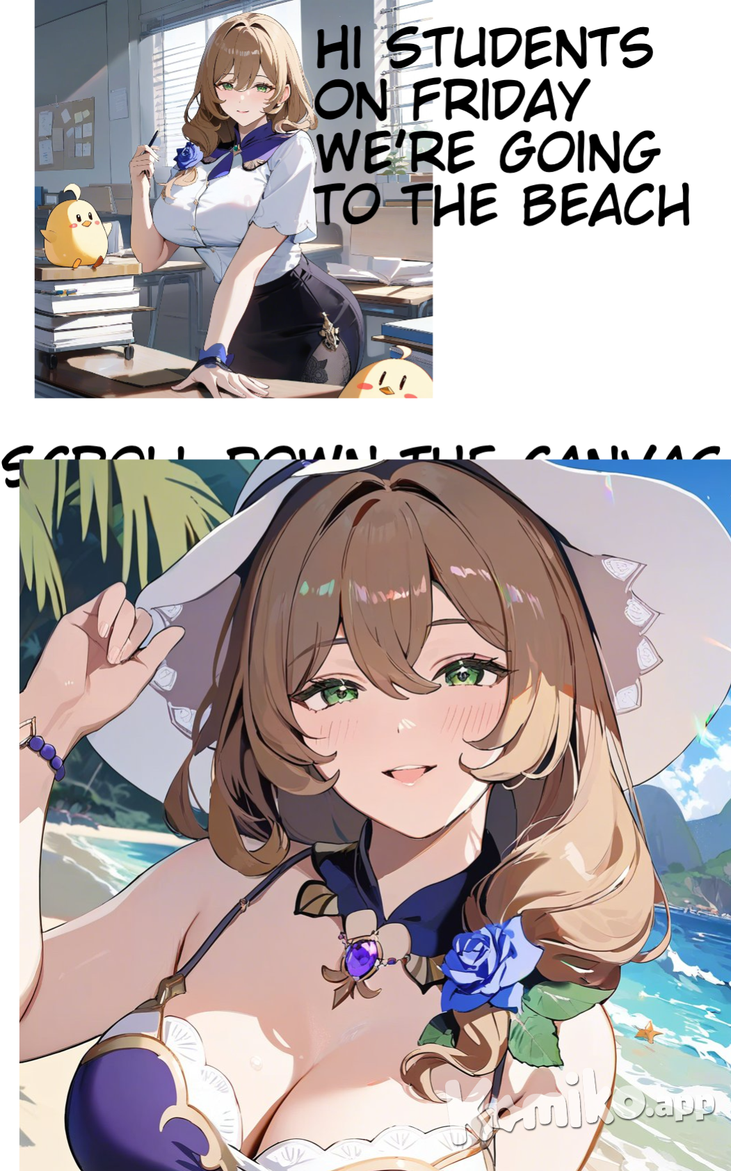 Teacher on the beach