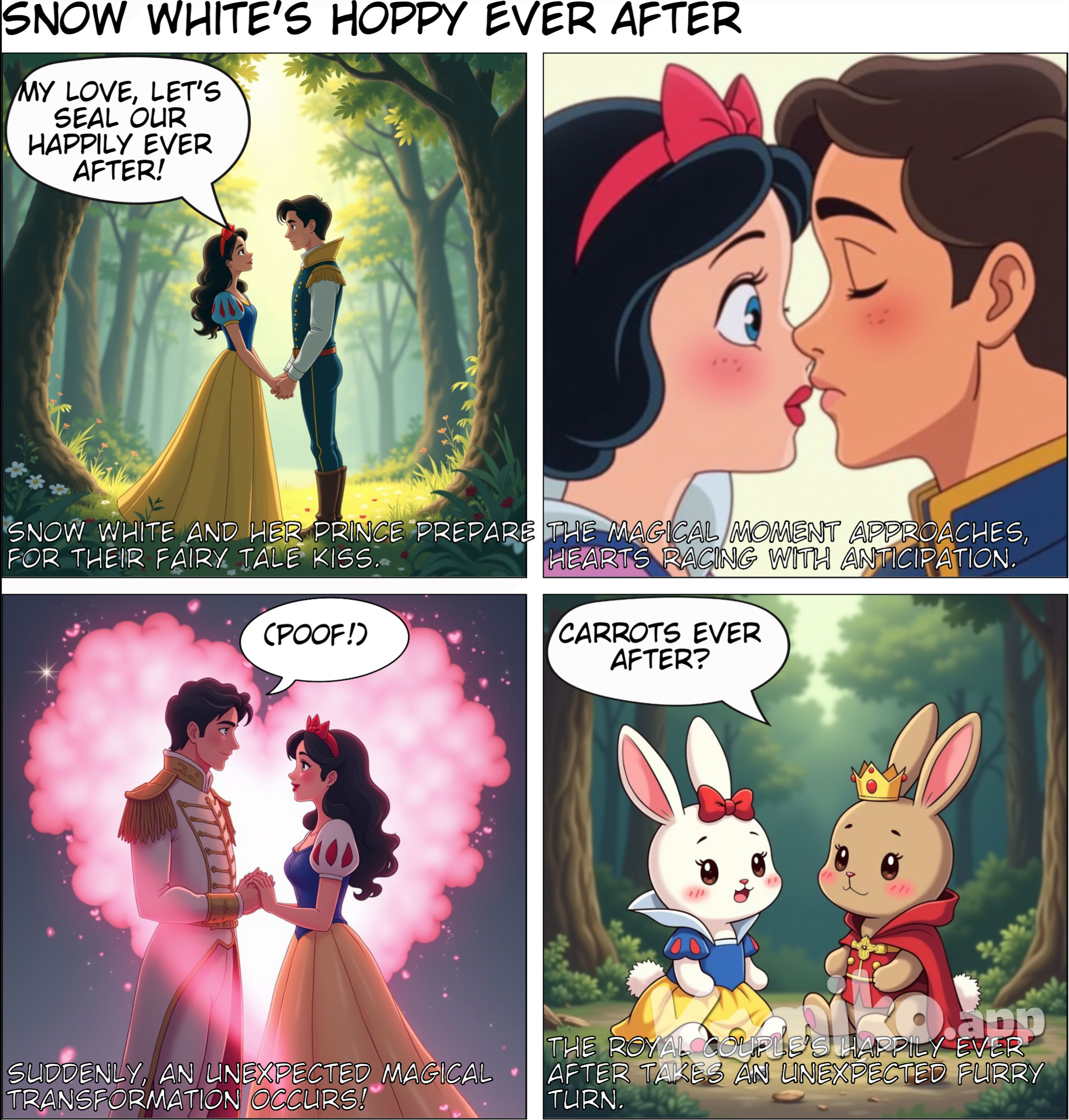 Rabbit image of Snow White and her prince