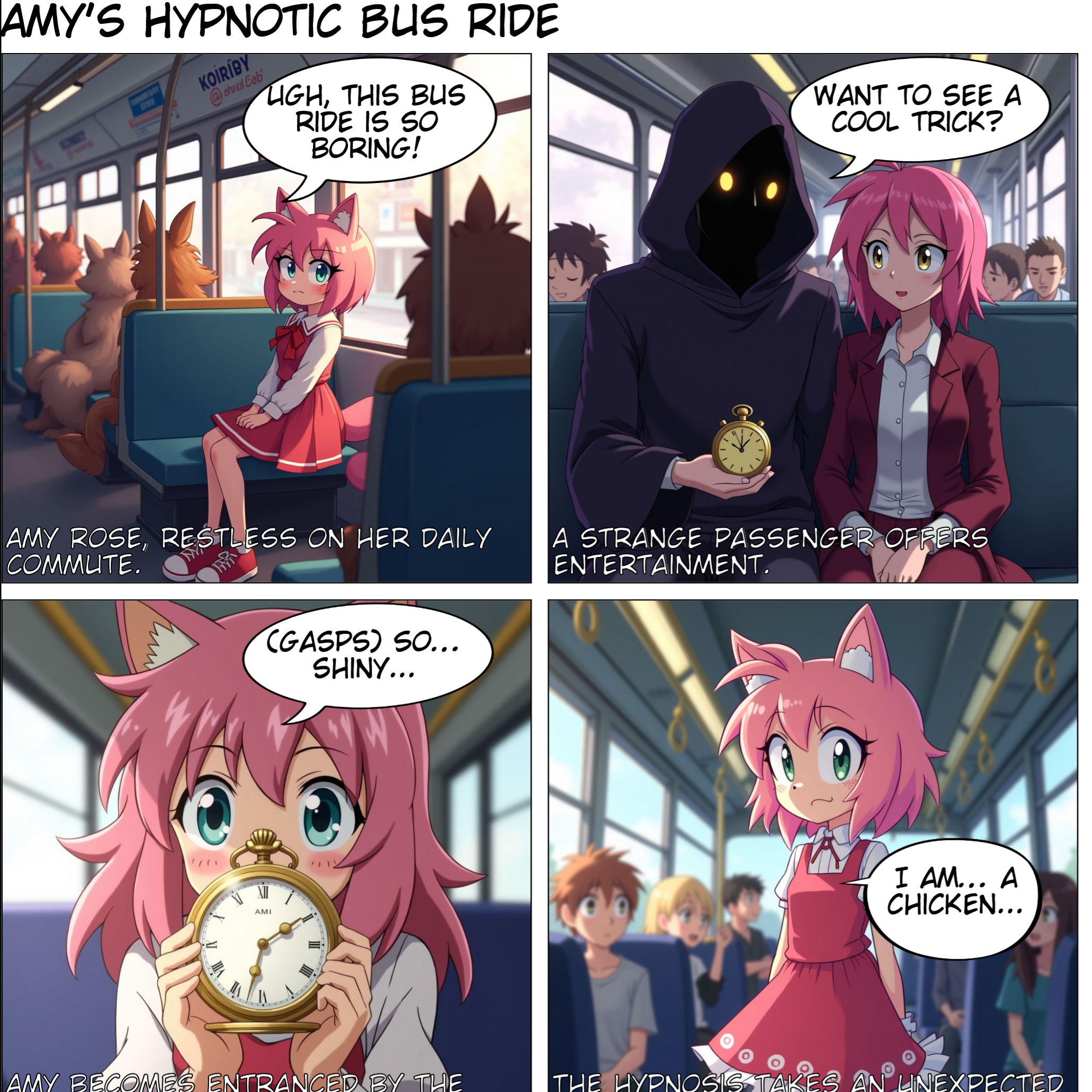 Amy Rose hypnotized on a bus