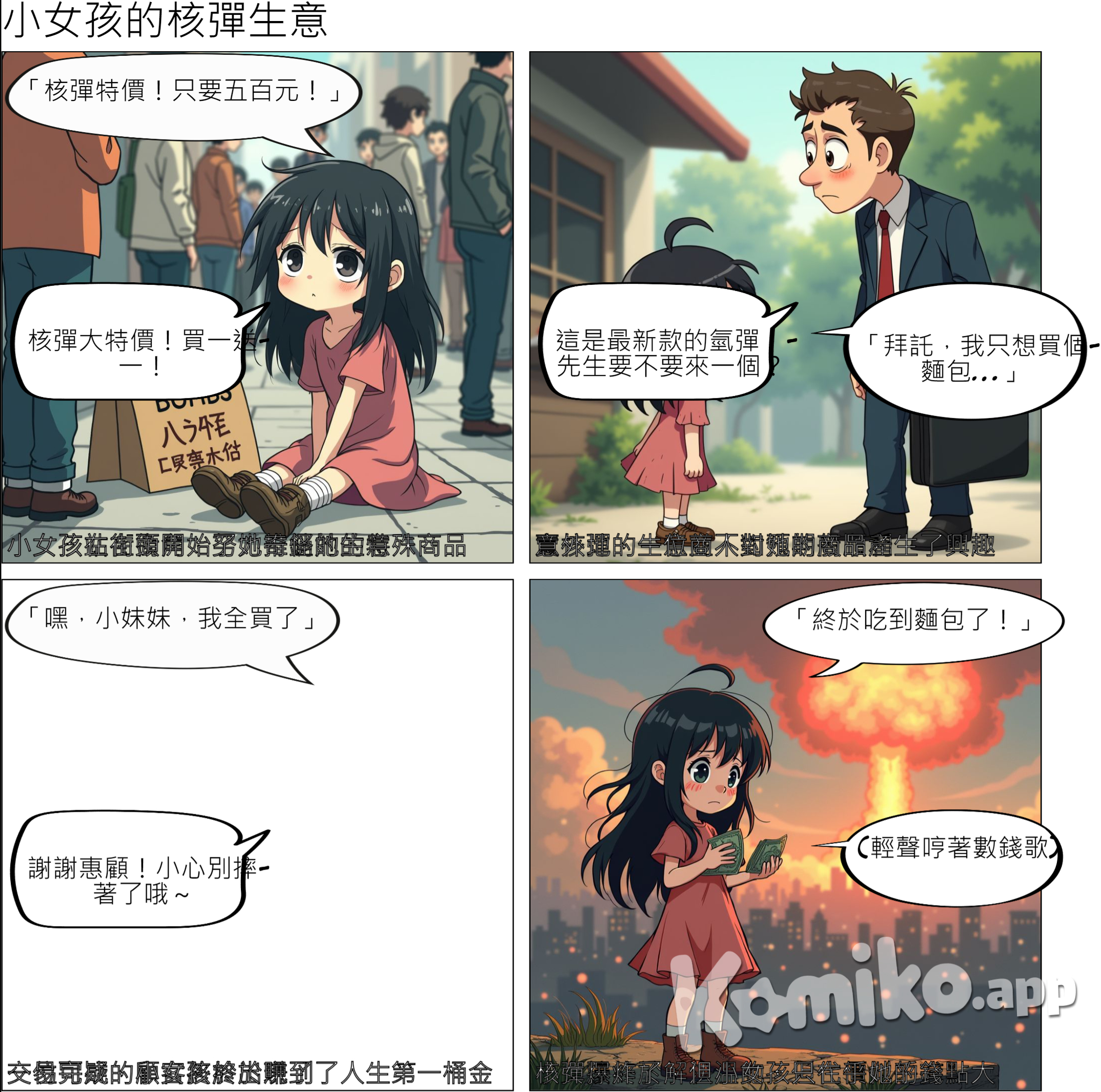一個孤獨的小女孩,在街邊賣核彈