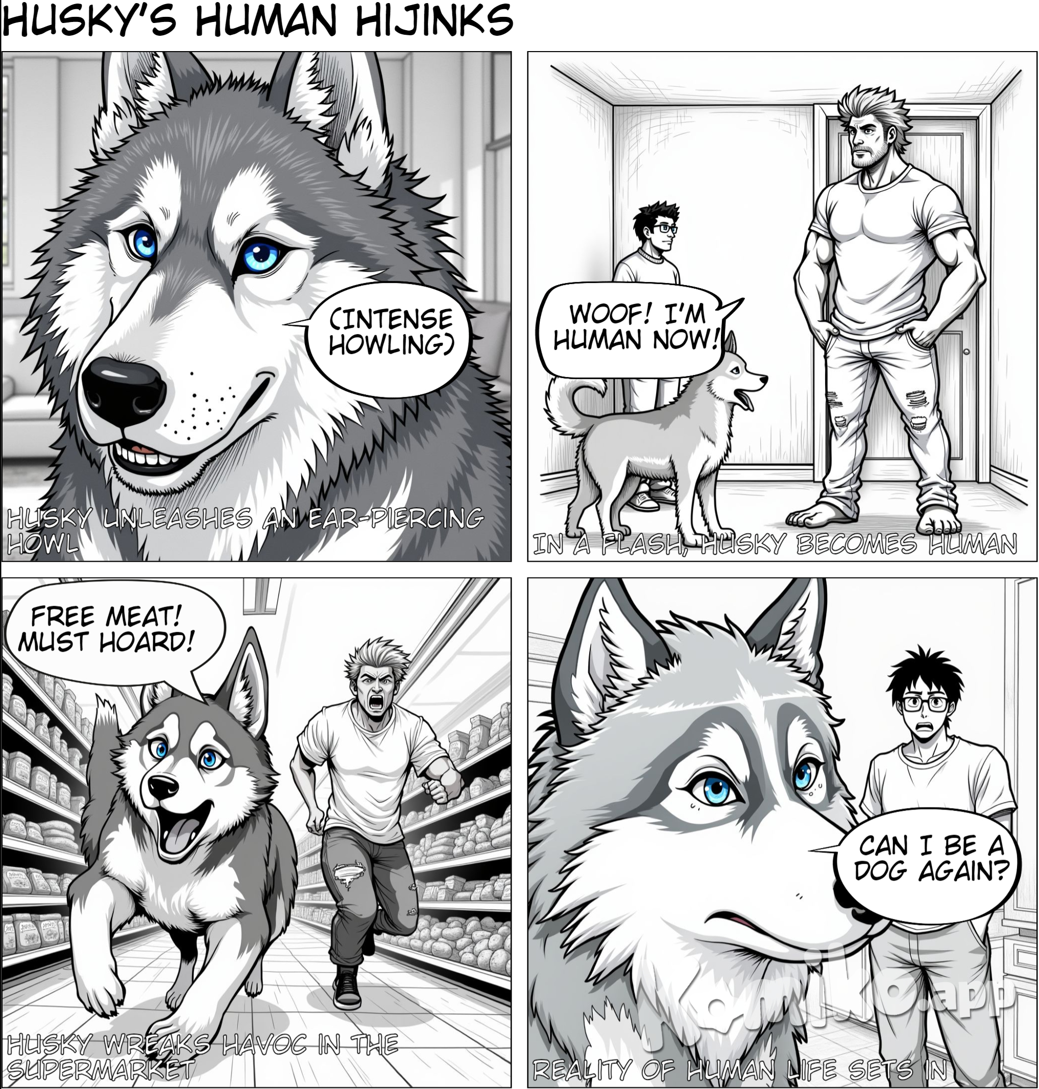 A Husky becomes a human and makes lots of trouble