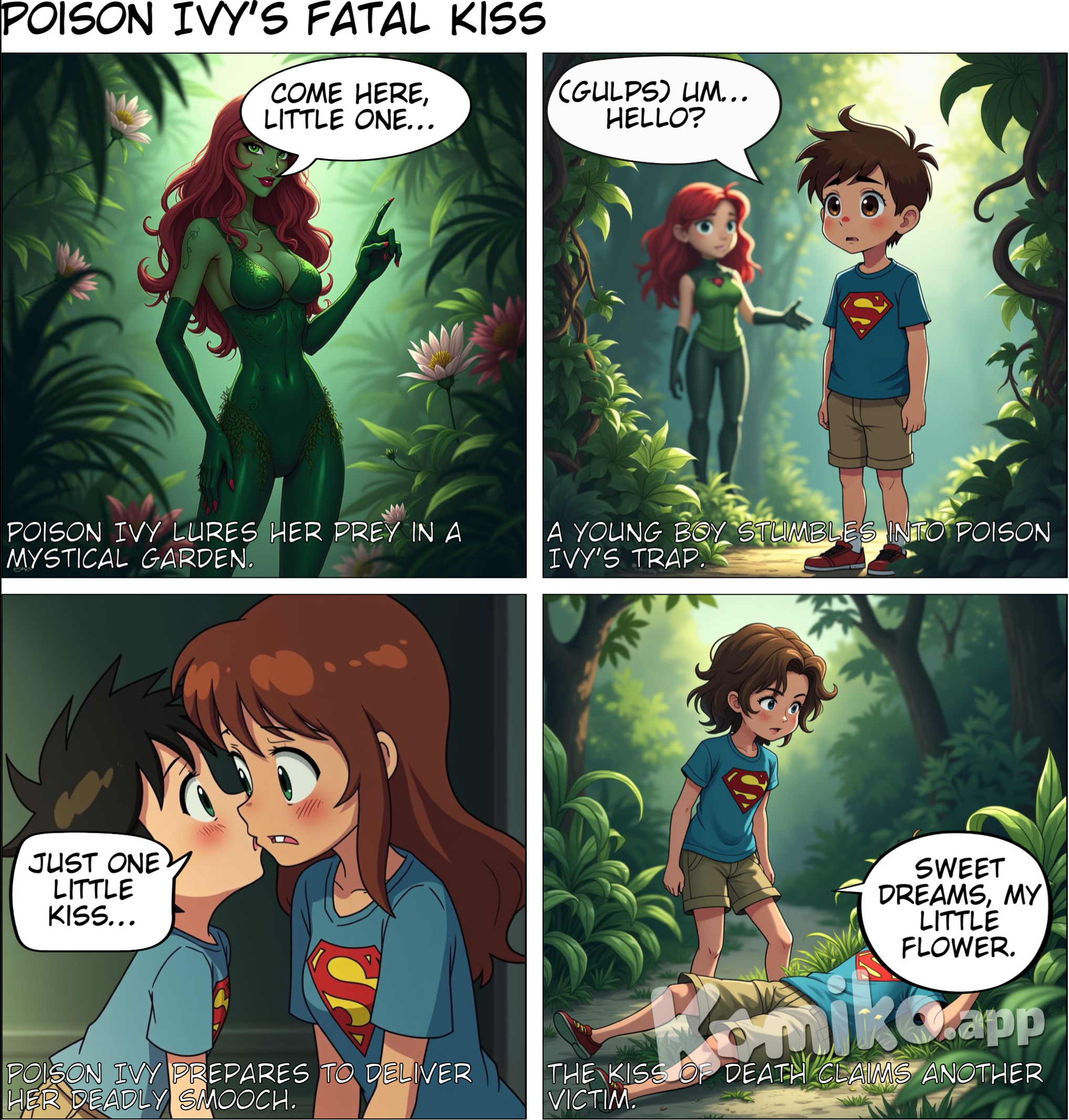 Poison ivy gives a young boy the kiss of death