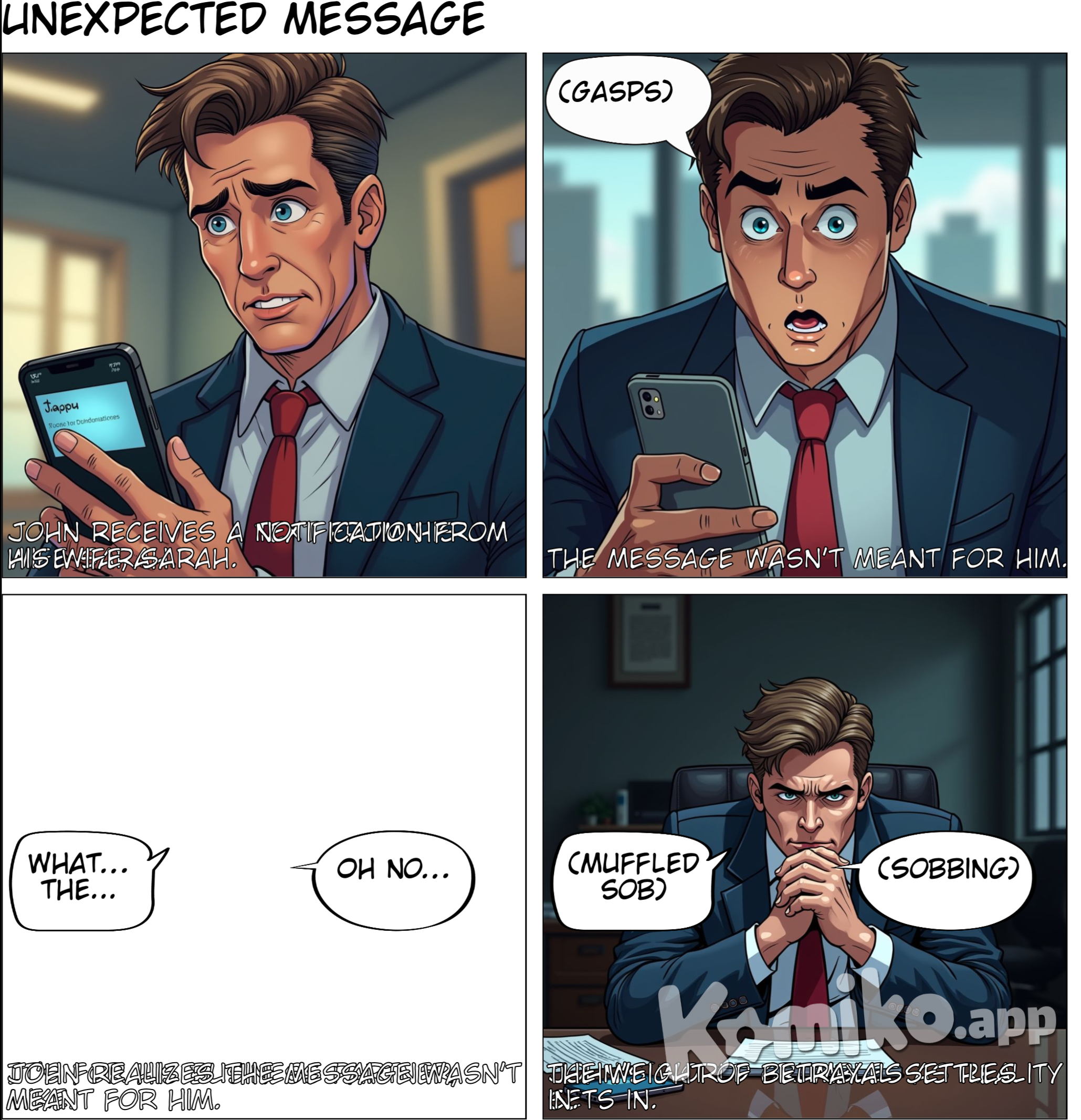 You open your phone to find a text from your wife, however it’s not ment for you. It’s for your business partner and it has a nsfw pic of your wife