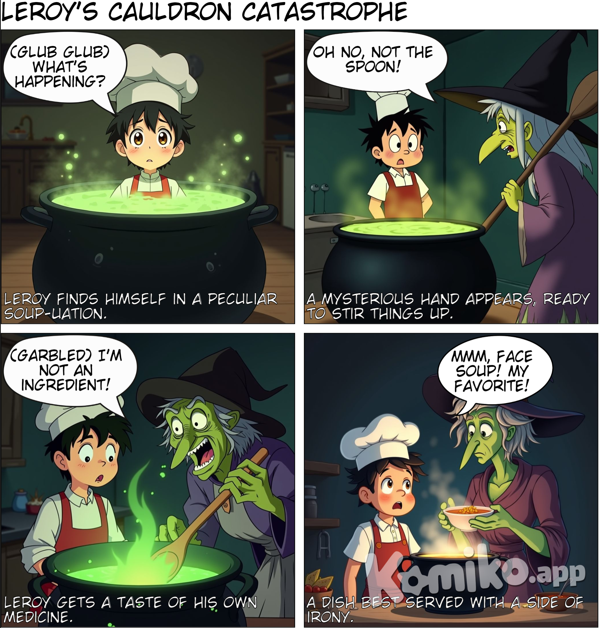 one big couldron with kaldero ni leroy's youn adult face