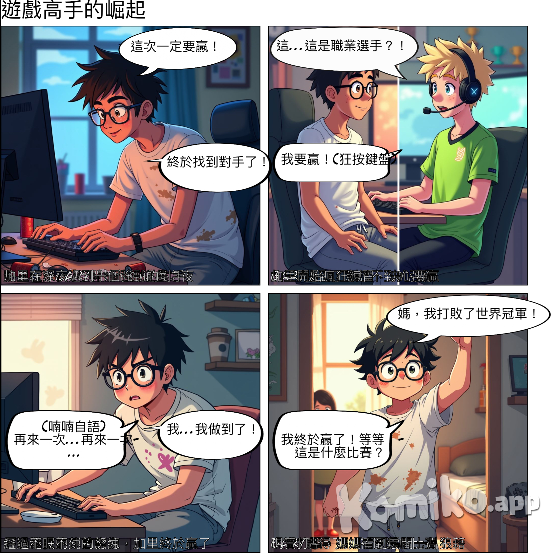 打遊戲 遇到對手 努力 贏了