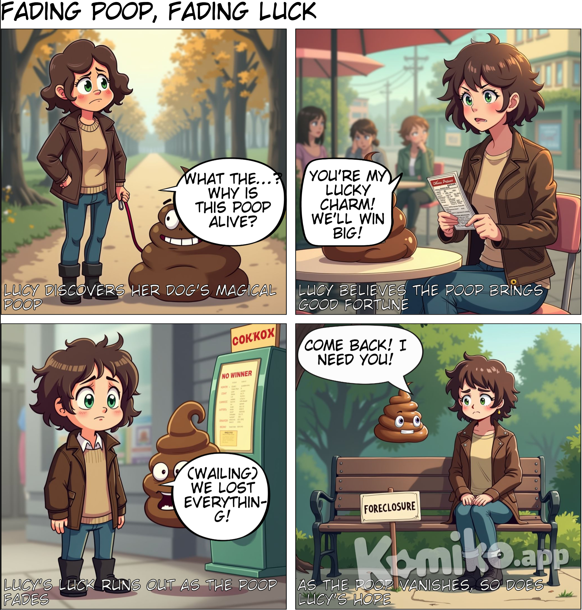 poop statrted fading and the woman with brown jacket getting unlucky