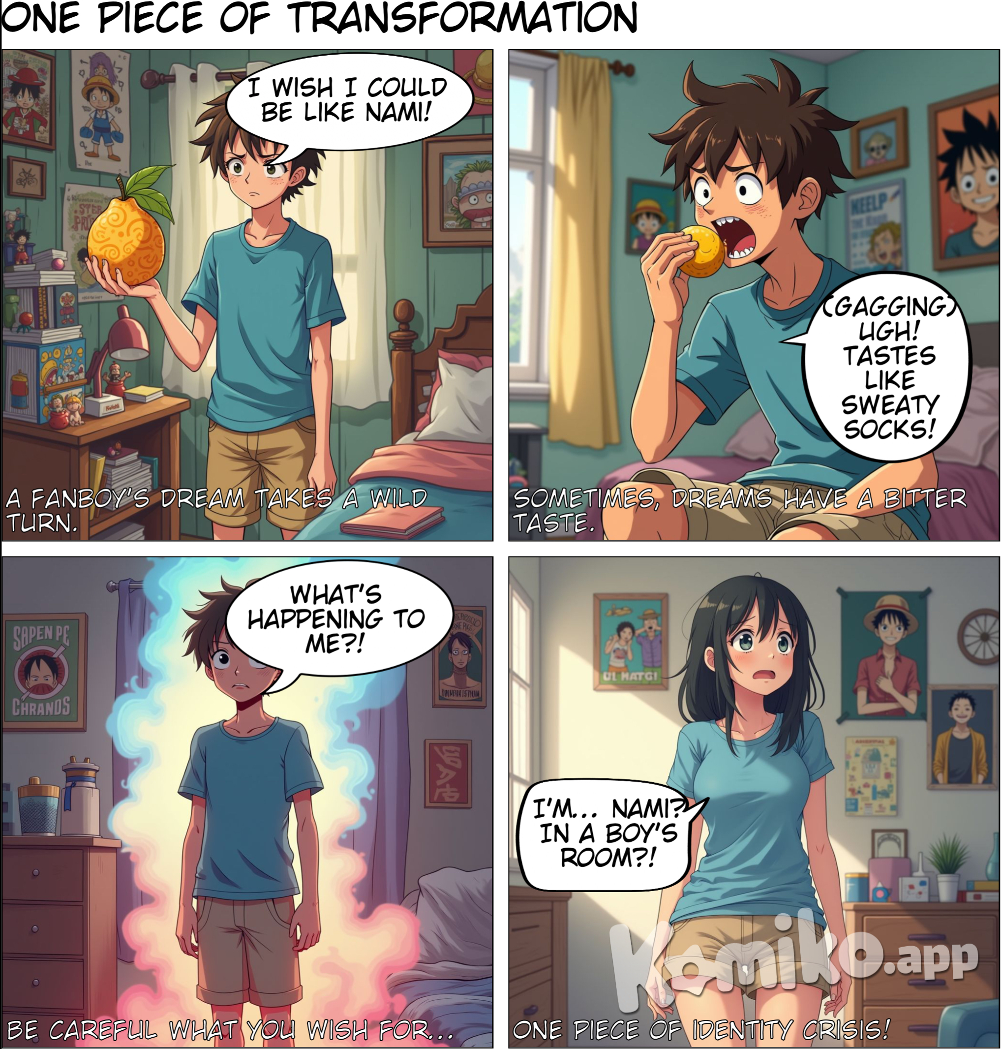 Boy transform into nami from one piece