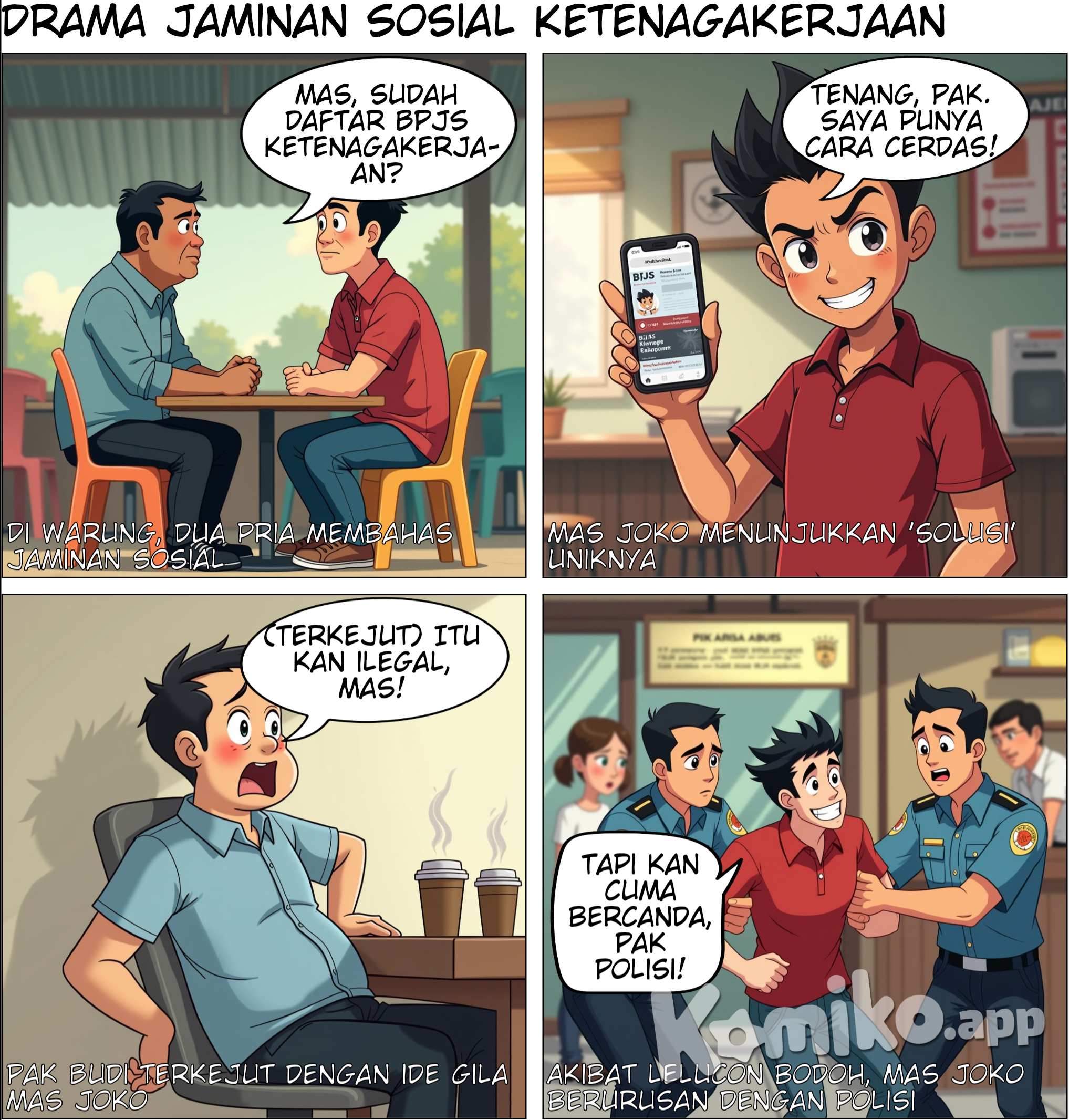 2 pria yang menceritakan satu isu jaminan sosial ketanagakerjaan