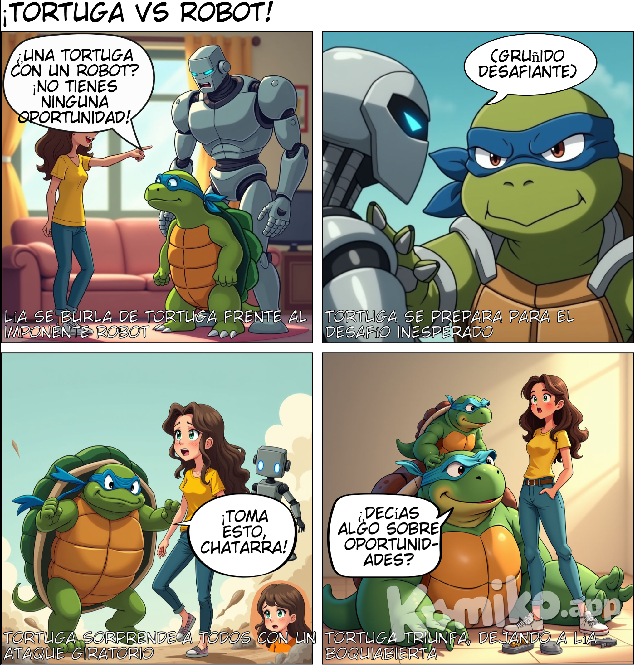 continua con los de comic anteriorLía: ¿Una tortuga con un robot? ¡No tienes ninguna oportunidad!