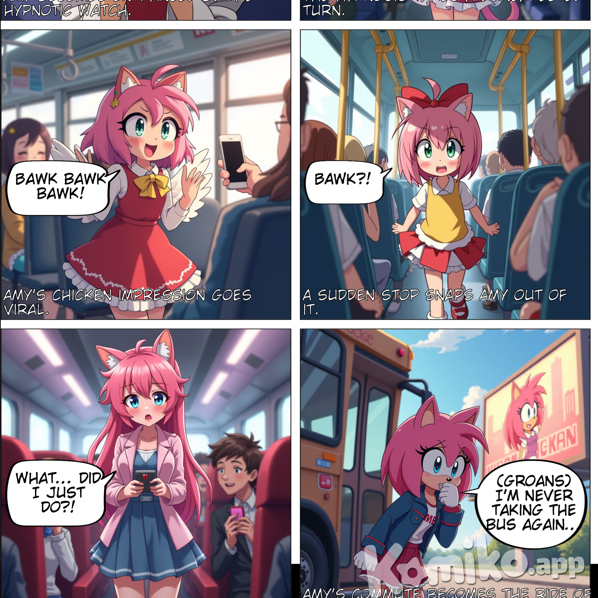 Amy Rose hypnotized on a bus