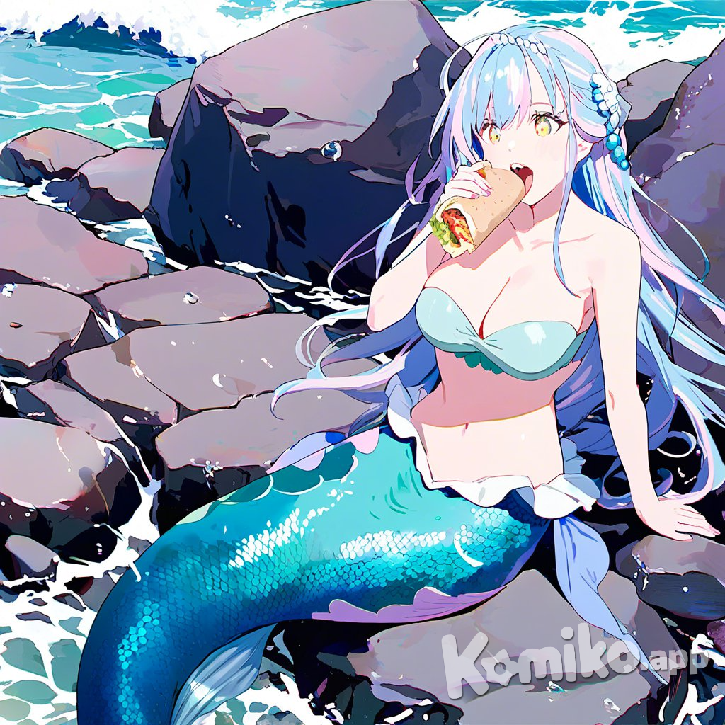 Mermaid eating a burrito