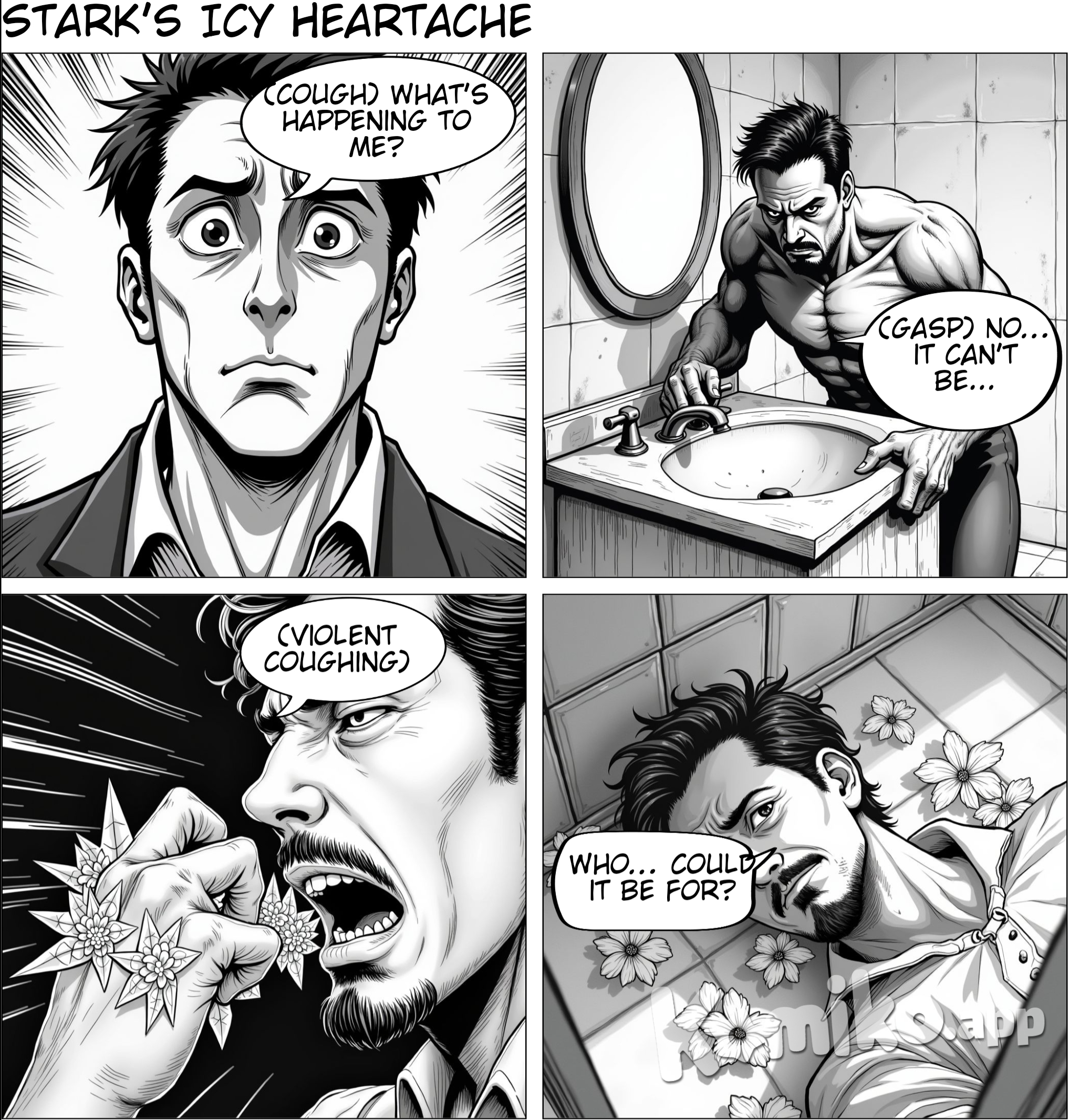 Tony Stark gets hanahaki and is throwing up flowers made of ice. 
