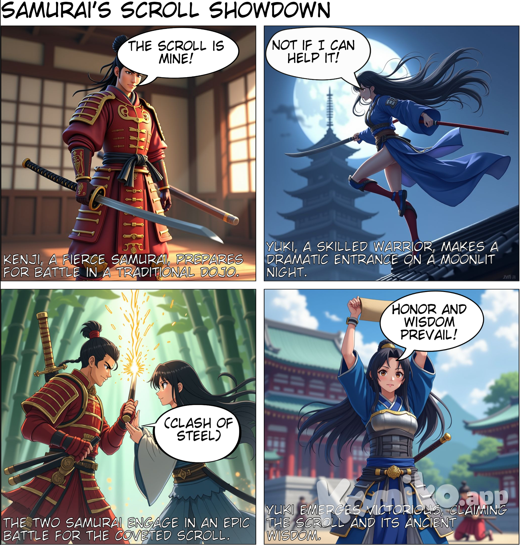 3d samurai fightinig for scroll 
