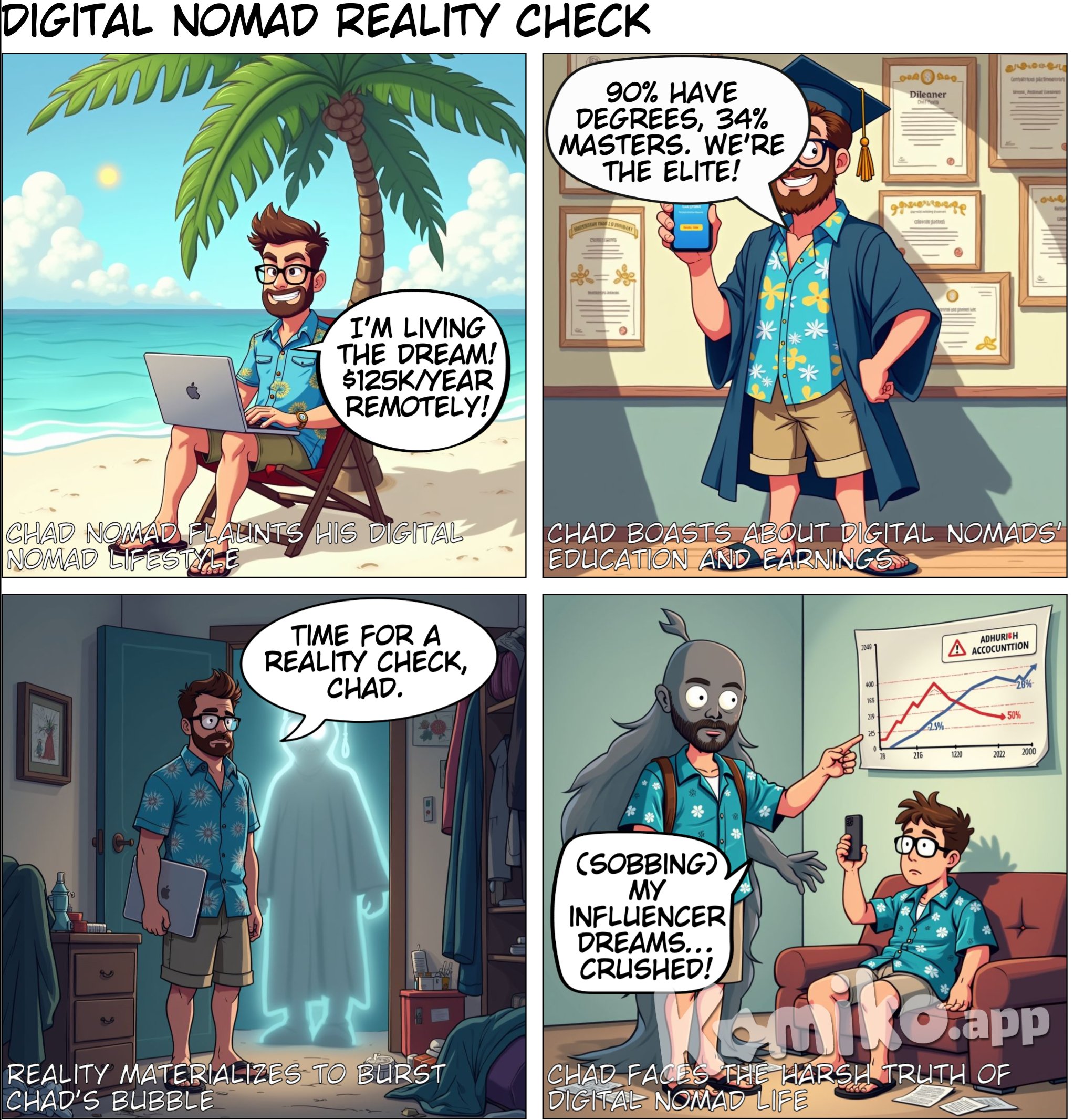 The average digital nomad makes $125,000/year remotely 90% of DNs have university degrees 34% of DNs have a master's degree In any society they'd be in the top classes