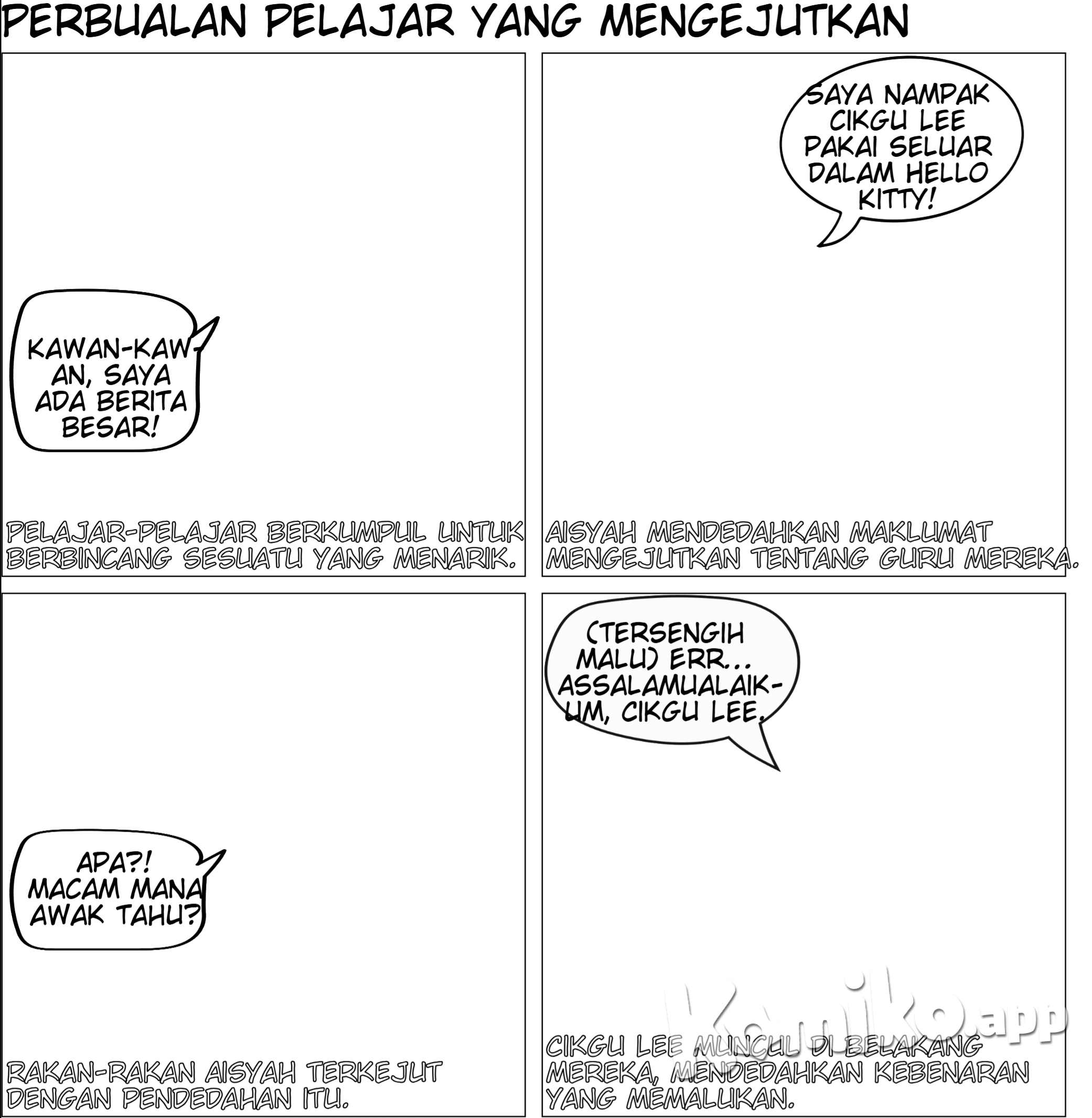 (Kumpulan pelajar mula berbincang.) pelajar berhijab