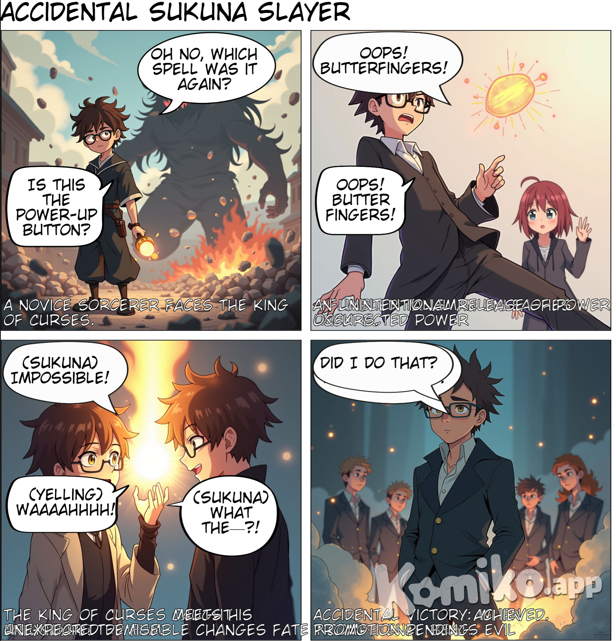 clumsy low level jujutsu sorcerer beats Sukuna on accident