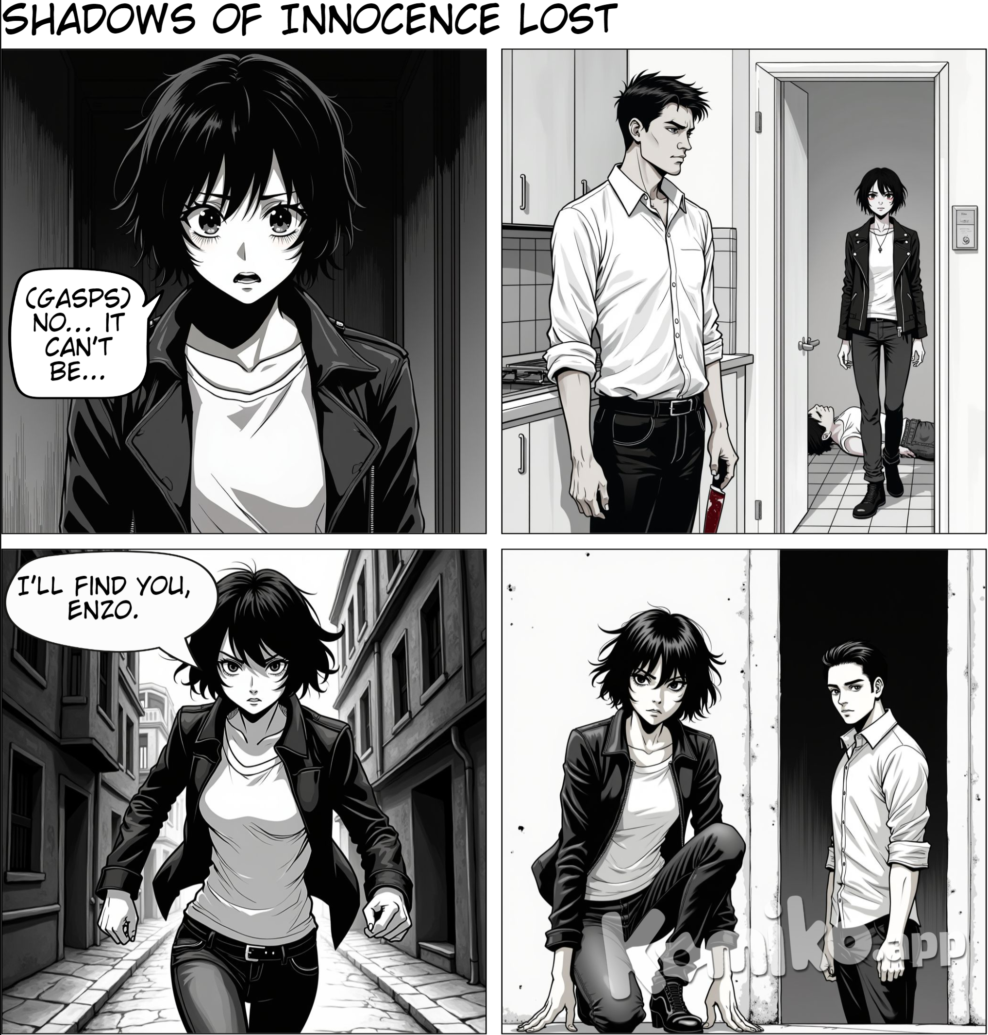 As Elio storms out of the house, her mind swirls with conflicting emotions. She's torn between loyalty to his brother and a deep-seated need for justice. Determined to uncover the truth and clear Enzo's name, She sets out on a journey fraught with danger and uncertainty.   Her first stop is at the scene of the latest murder. The streets of San Marino are eerily quiet as Elio navigates her way through the winding alleys, her senses alert for any clue that might lead him closer to the truth. As she examines the crime scene, She can't shake the feeling that something isn't right.   With each passing moment, the weight of his mission grows heavier on her shoulders. She knows She's up against formidable odds – Her brother's reputation tainted by suspicion, the shadow of doubt looming over their family. But Elio refuses to back down.   Guided by a fierce determination and a relentless belief in her brother's innocence, Elio delves deeper into the murky underworld of San Marino. Along the way, She encounters a colorful cast of characters – some willing to help, others determined to hinder her progress.   But Elio remains undeterred, driven by a singular purpose: to uncover the truth and bring the real culprit to justice. With each twist and turn in the investigation, She inches closer to the heart of the mystery, uncovering long-buried secrets and confronting the demons of her past.   Who could've thought that Enzo could kill his own mother..   Everybody knew that Enzo was always different. From a young age, there were signs that he didn't quite see the world like everyone else. While other children laughed and played, Enzo observed with a detached curiosity. He struggled to connect with emotions, viewing them as obstacles rather than experiences to be embraced.   As he grew older, Enzo's lack of empathy became more apparent. He found pleasure in manipulating those around him, effortlessly weaving webs of deception to achieve his goals. Whether it was charming his way out of trouble or exploiting others for personal gain, Enzo was always one step ahead.   Despite his charming exterior, darkness lurked beneath the surface. Enzo's desires were fueled by a primal urge for control and dominance. He felt no remorse for his actions, viewing morality as nothing more than a social construct designed to confine the weak.   One fateful night, Enzo's facade crumbled, revealing the true extent of his depravity. Fueled by a twisted sense of power, he committed an act so heinous that it shook the community to its core. In a fit of rage, he ended the life of the one person who had always been there for him — his own mother.   As Enzo's deeds came to light, the community grappled with disbelief and horror. How could someone they had known for so long harbor such darkness within? But for Enzo, there was no remorse, no regret. To him, it was simply another step in his relentless pursuit of control.   Yet, even in the depths of his depravity, there were glimpses of humanity. Buried beneath layers of manipulation and deceit, there remained a flicker of something resembling emotion. But whether it was too late for redemption, only time would tell.   {20 years ago}   That night after Elio heard the scream of her mom, She ran to the kitchen to see what happened.   Every little sound magnified her ear, sending her imagination into overdrive. Was that a whisper She heard? Or just the wind playing tricks on his mind? He couldn't be sure, and the uncertainty only fueled his growing panic.   Her brother Enzo was holding a Bloody knife.. His eyes, calmly watching and enjoying the scene like he was controlled by someone else. Enzo turned toward Elio and smiled like nothing happened.   Elio's entire body quivered as Enzo was getting closer she felt like she was the next victim of that psycho, But he moved out of the kitchen like nothing happened.   Elio's tears flowed freely, tracing silent paths down her cheeks as she struggled to contain the overwhelming flood of emotion threatening to engulf her.   She suddenly runs to call her dad but she finds a note on the table,   The note was written by Enzo...   "Thanks for taking care of me,   I am just a disappointment for this family.   Don't try to find me or else you will be the next victim.   Your brother..   Enzo.."   She was more shocked after reading that note as she realized the telephones in the house are not working.   She was screaming for help and after sometime everyone came out of their houses. She asked someone to call an ambulance but until then her uncle came back home.   Elio's feet pounded against the ground as she sprinted toward her uncle, As She reached his uncle, Elio collapsed and fell on the ground, her body racked with heart-wrenching sobs. Her cries were a torrent of emotion, a floodgate unleashed by the weight of her fear.   Her uncle ran to the kitchen and suddenly called the police..   after sometime Elio was taken to the police station for investigation.   Her body was shaking, she was repeating the scene of her mom's murder in her mind..   After investigation everyone claimed that Enzo was a psycho, but Elio still wasn't able to agree with their statement but, after sometime her uncle said that her father had a car accident near the bridge and he is in the ICU right now... Elio felt like she was the only one left in the Romano's family, she thought maybe Enzo killed her father too so, She took the decision to find out the truth on her own..   and find her brother before he kills other innocent people.   As the pieces of the puzzle begin to fall into place, Elio realizes that the truth may be far more complicated – and far more dangerous – than she ever imagined. And in his quest for justice, she may have to confront the darkest corners of her own soul.   But Elio refuses to falter. For she knows that the only way to honor her brother's memory – and to truly vindicate her name – is to see this journey through to the end. And so, with steely determination and unwavering courage, she presses on, ready to face whatever challenges lie ahead in her quest for redemption.