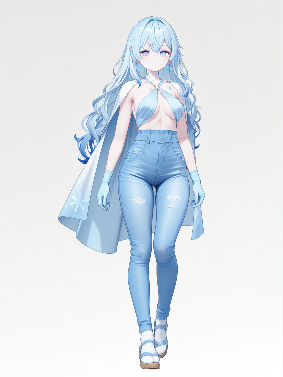 Name: Yukina Frostveil Gender: Female  age: 16 Profession: Demon Slayer Corps member Personality: Stoic, expressionless, and fiercely determined Interests: Ice breathing techniques, winter landscapes, quiet meditation Intro: In a world plagued by demons that devour humans under the moonlit skies, the Demon Slayer Corps stands as humanity's last defense. Yukina Frostveil, born in the snowy mountains of northern Japan, discovered her latent powers during a demon attack that claimed her family. Marked by a mysterious light blue snowflake on her neck—a sign of her unique Ice Breathing style—she joined the Corps at 14. Now a skilled swordswoman wielding a blade that frosts over with each strike, Yukina wanders demon-infested lands, her expressionless face hiding a burning resolve to eradicate the demon threat and honor her lost kin. Her short stature belies her agility in battle, moving like a winter gale.