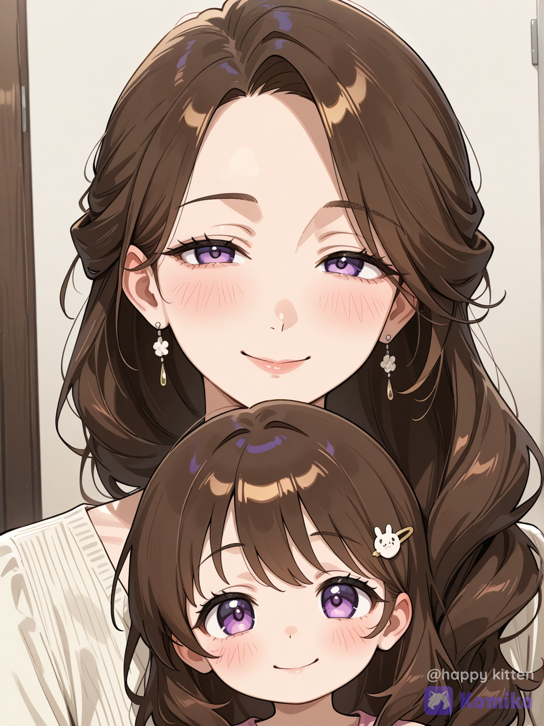 2girls 1Hair pin Lady, 1girl, Mother