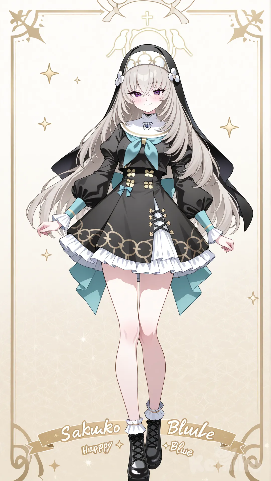 Wallpaper, sakurako (blue archive), idol, full body, happy expression