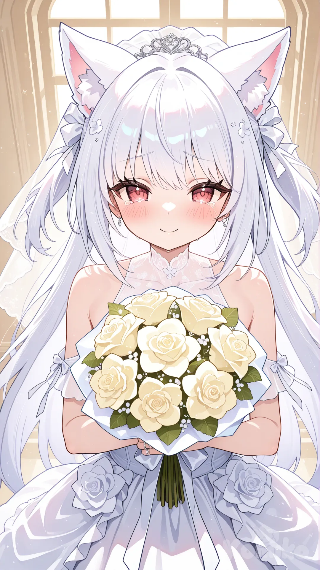 yukikaze (azur lane), marriage dress, wedding ring, happy tears