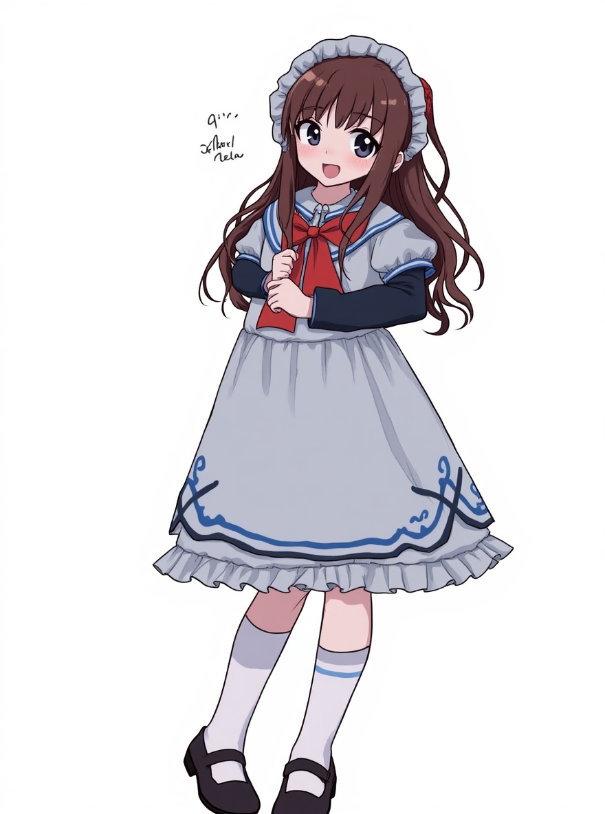 1girl, asmela, nude, single character, full body, looking at viewer, anime style, simple background, white background