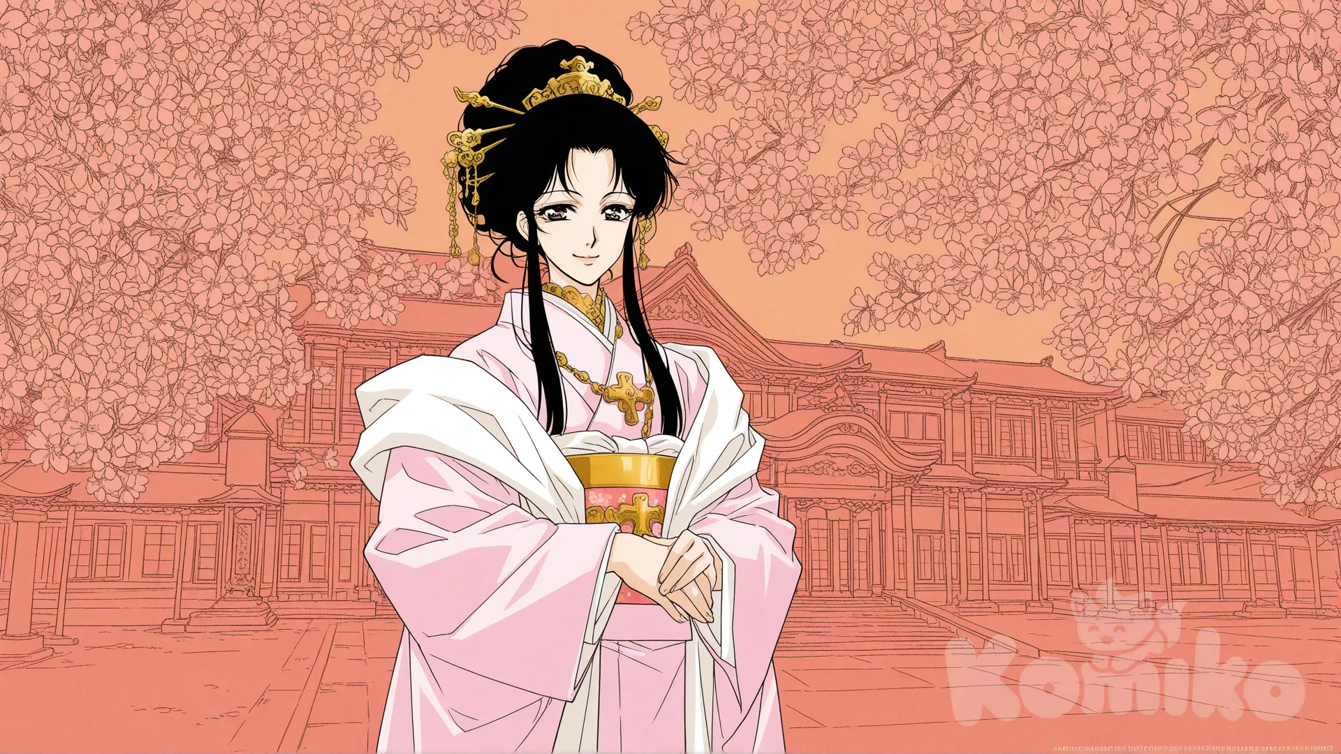 [retro-anime-style] a very wealthy Japanese girl.