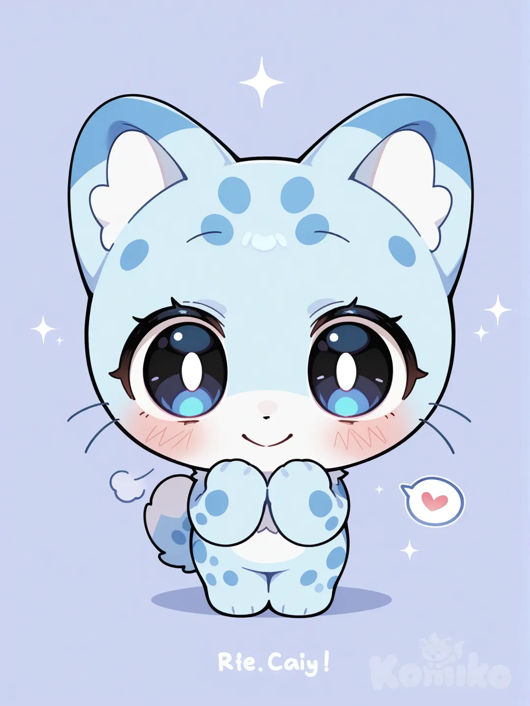 Furry cute drawing and light blue fur and blue spots cute pfp chibi