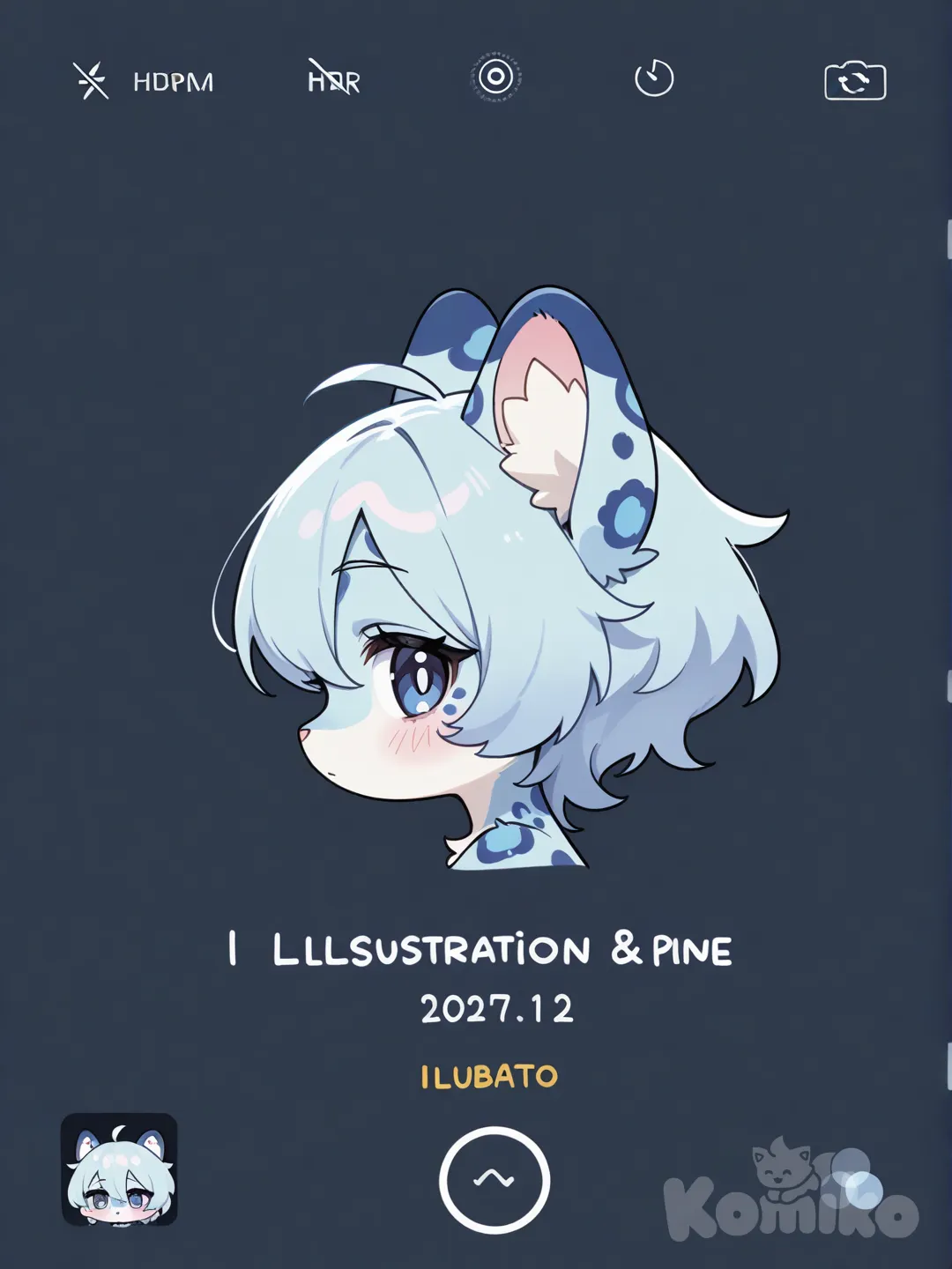 Furry cute drawing and light blue fur and blue spots cute pfp