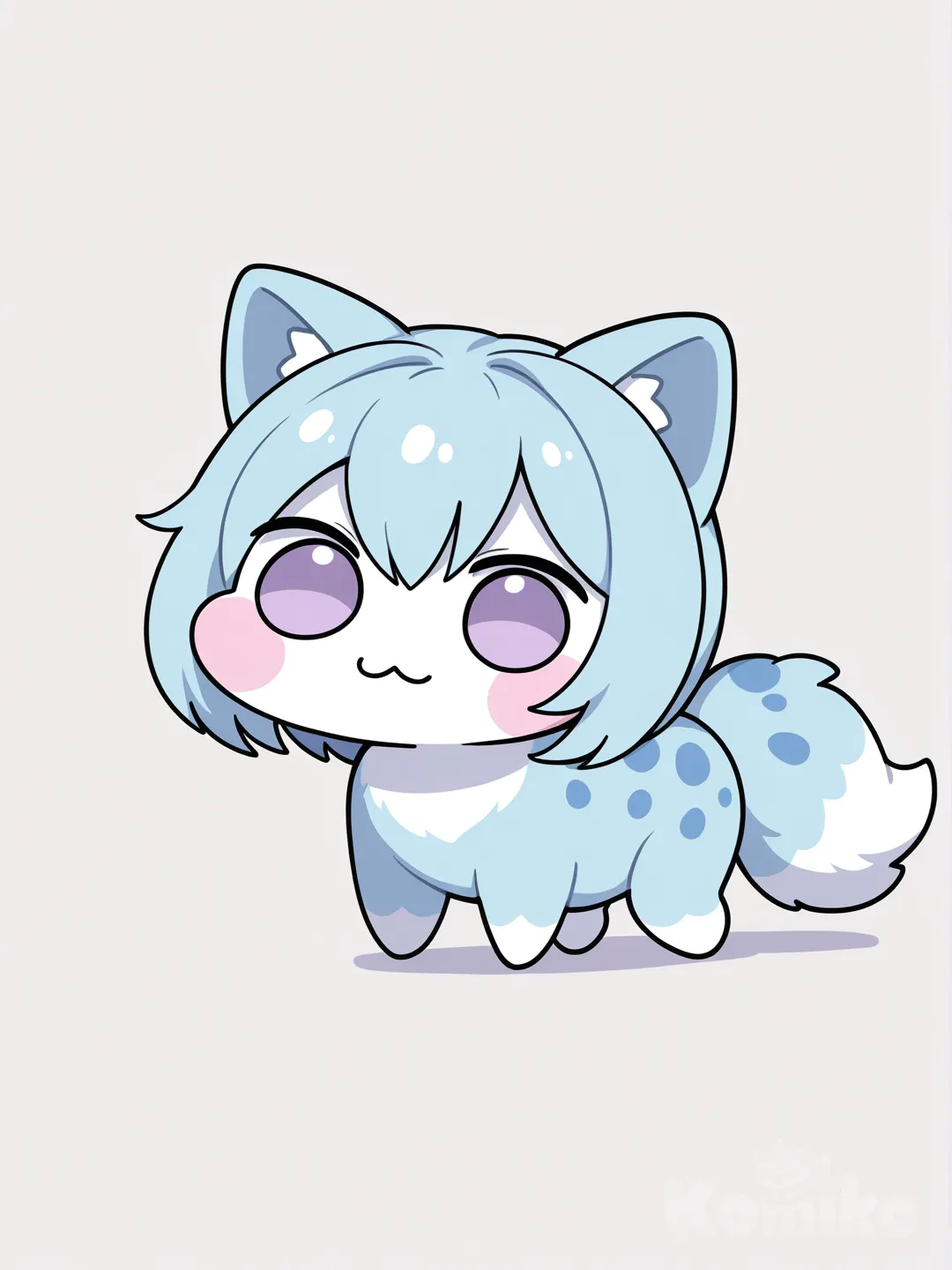 Furry cute drawing and light blue fur and blue spots , [doro-style]