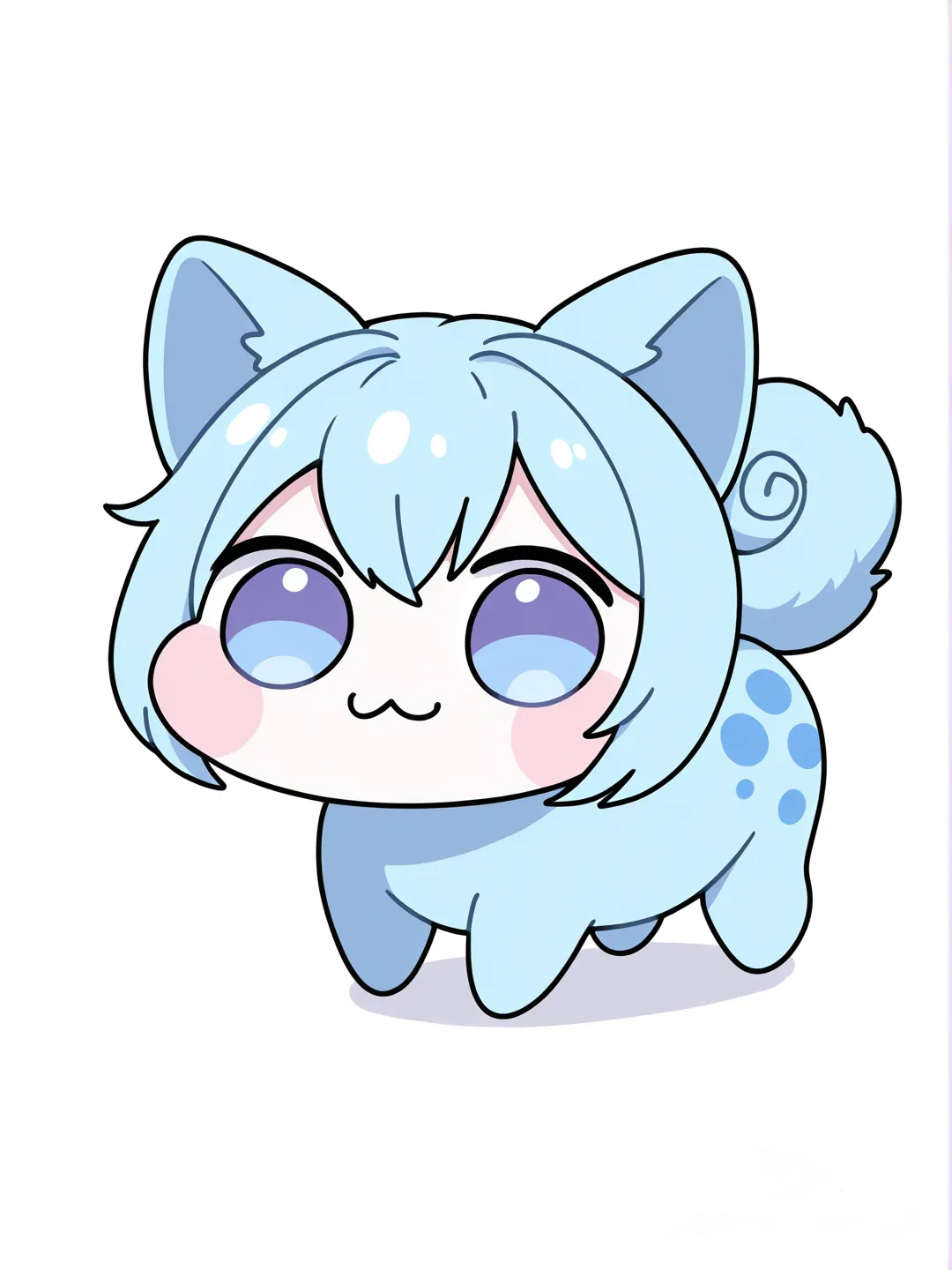 Cute furry drawing light blue fur and blue spots , [doro-style]