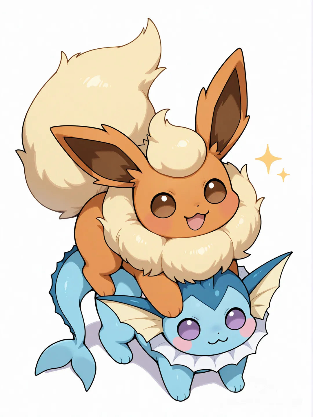 Vaporeon and flareon hugging, [doro-style]