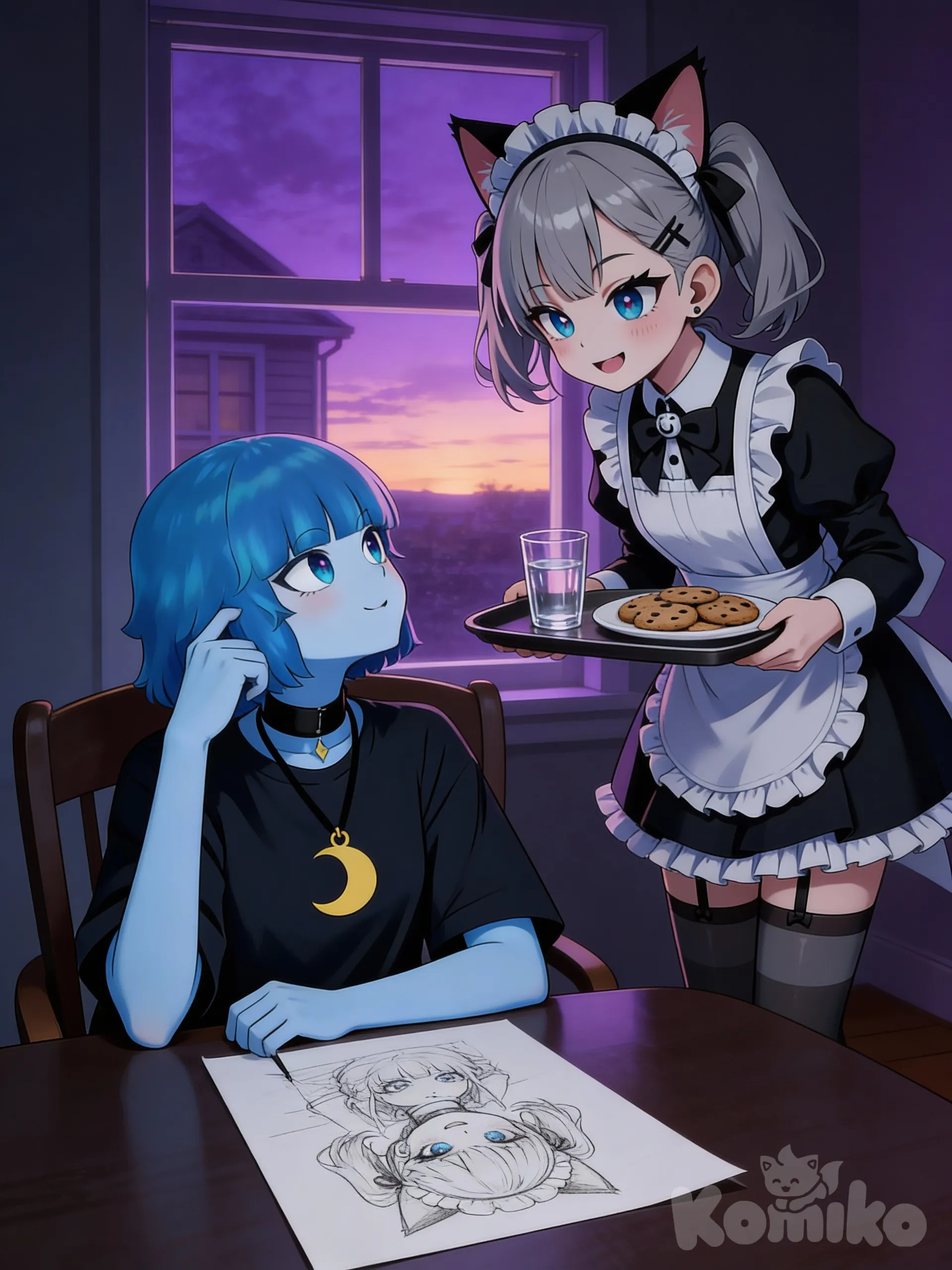 Hory , Luna : The maid and the artist on a normal day (see description).