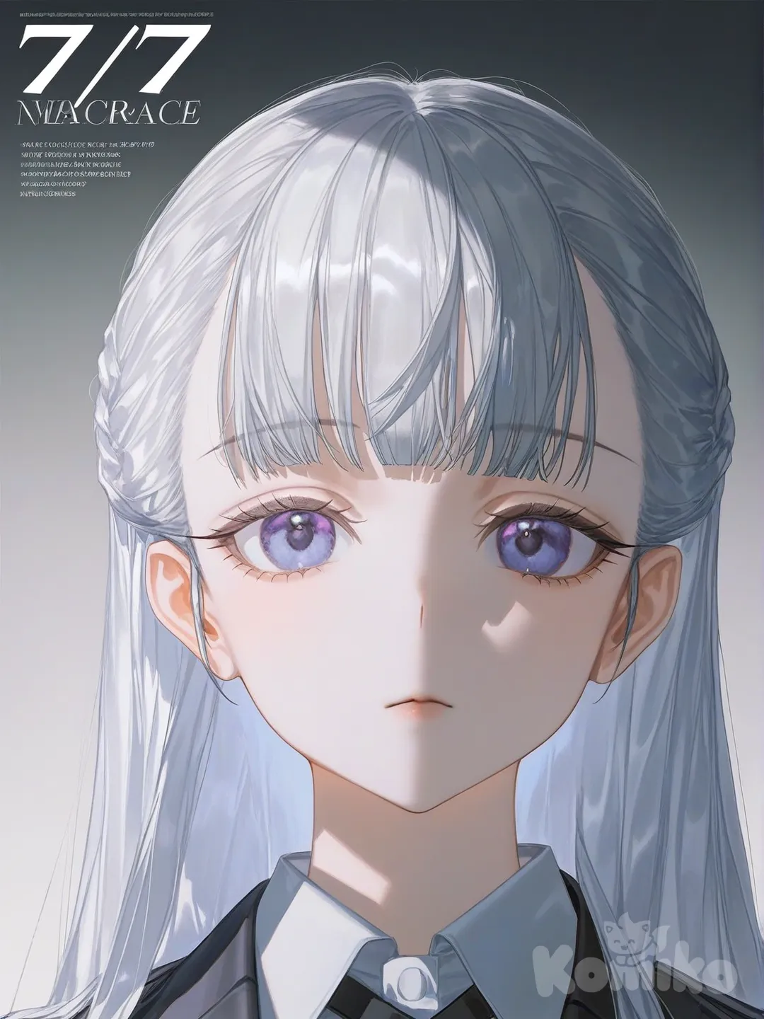 무표정, 귀걸이 삭제, 잡지 배경 타임지(영어), 입다물고, 스마트, 입술이 두툼한, 정면 응시, [soft-light-illustration-style]